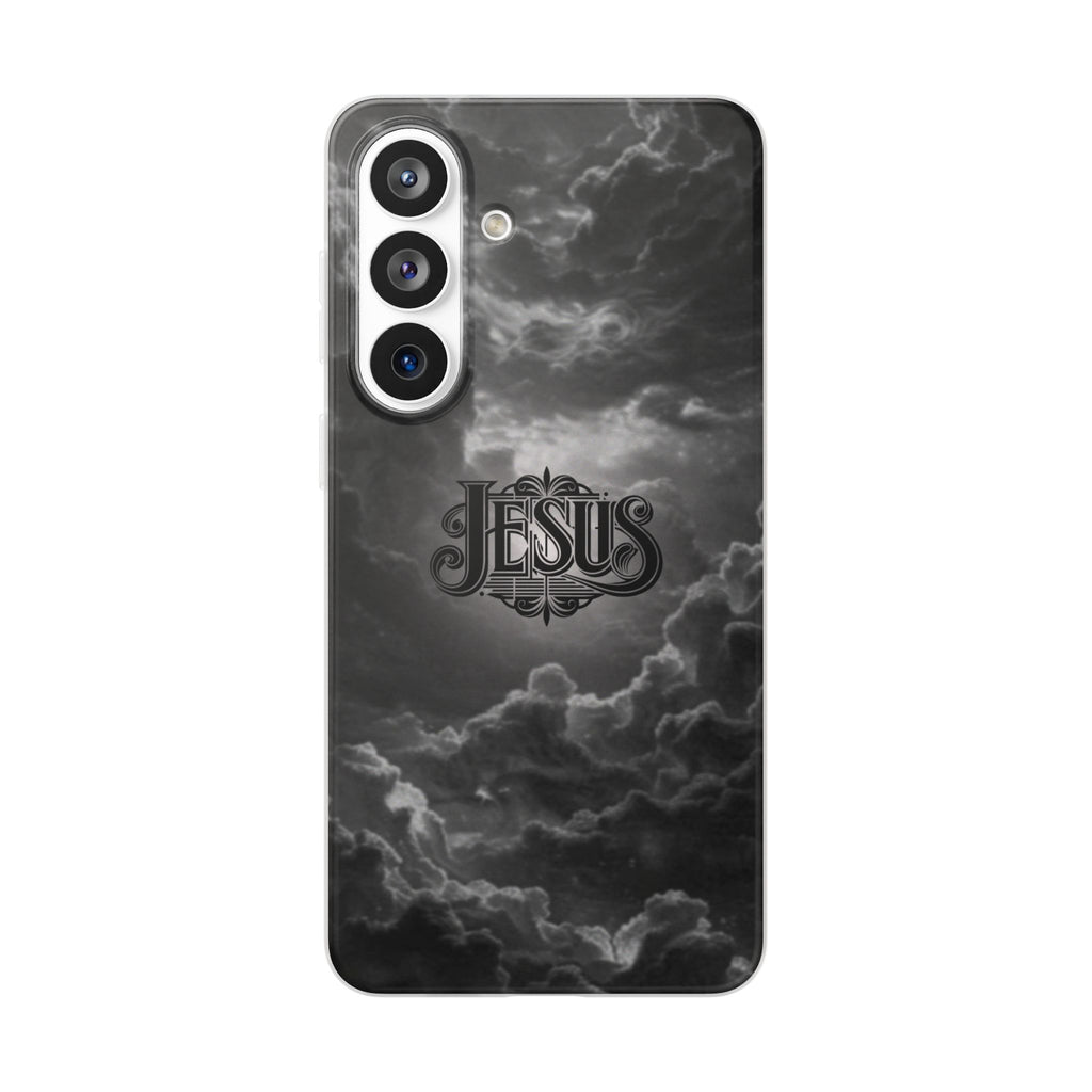 Jesus Cloud Phone Case — Faith-Inspired Flexi Case with 'Jesus' Script