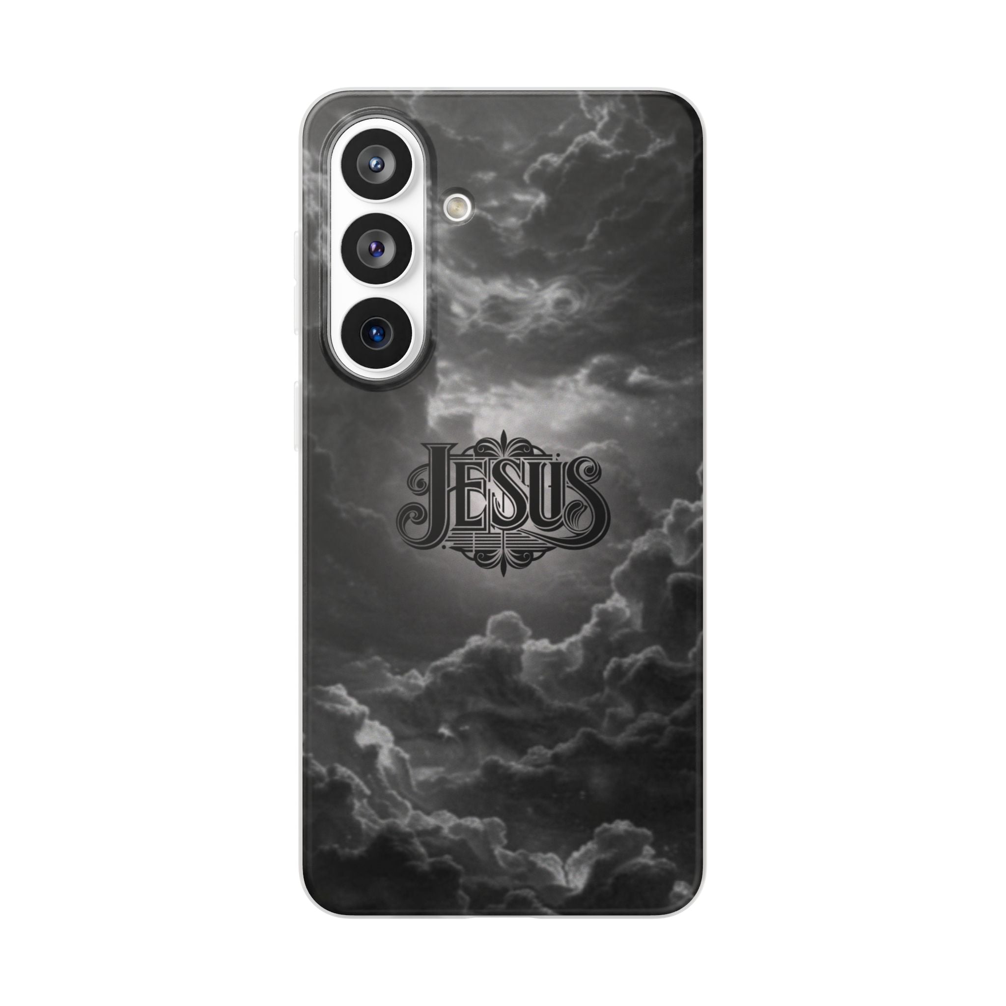 Jesus Cloud Phone Case — Faith-Inspired Flexi Case with 'Jesus' Script