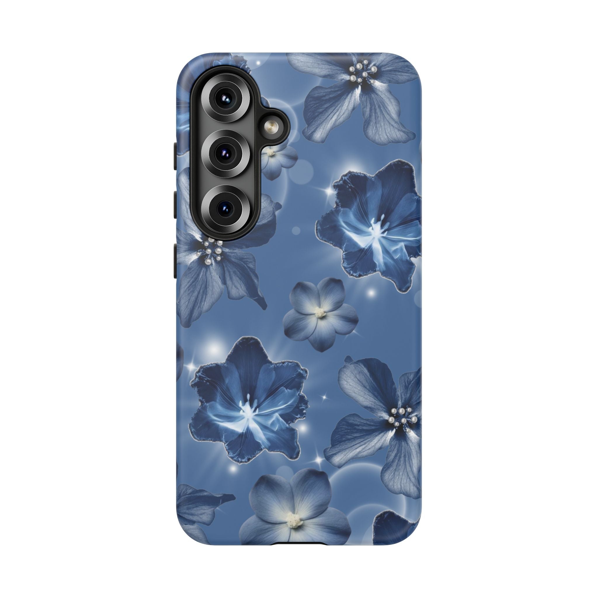 Blue Floral Tough Phone Case — Protective Blossom Design