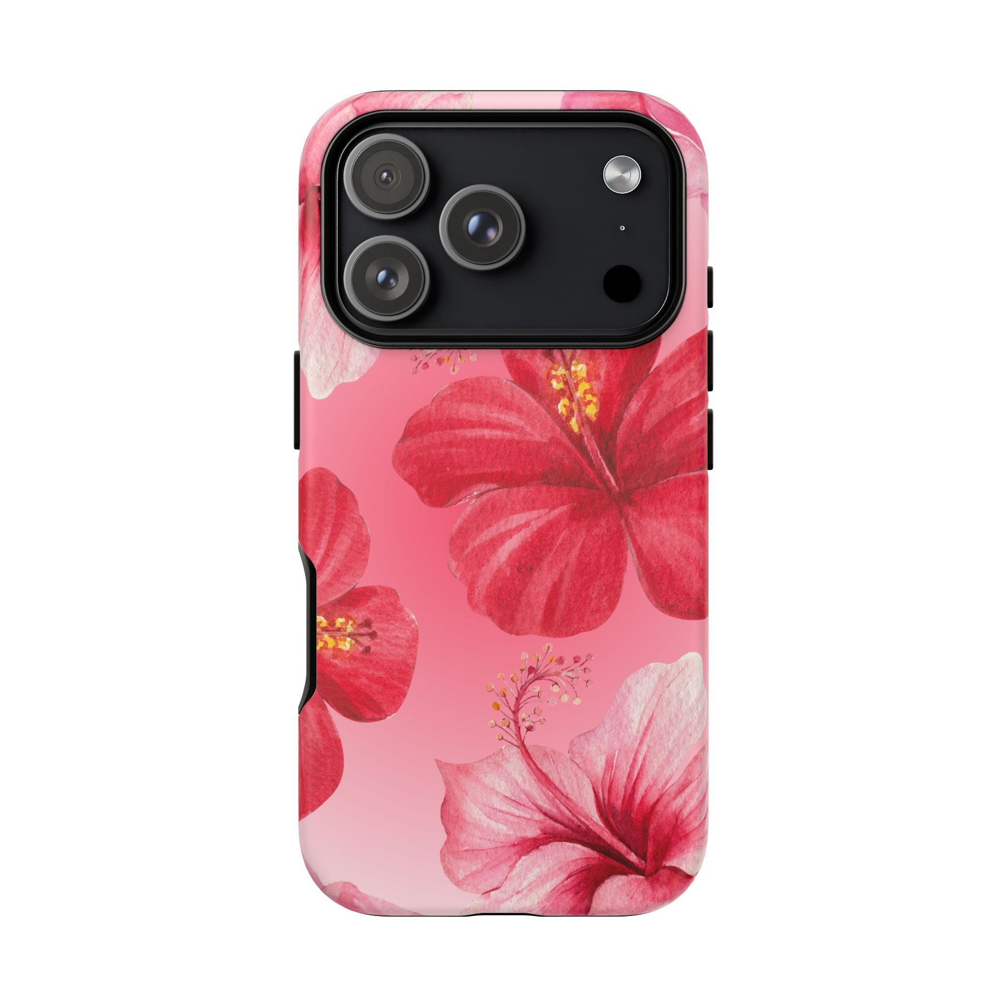 Hibiscus Pink Tough Phone Case — Floral Tropical Protective Cover