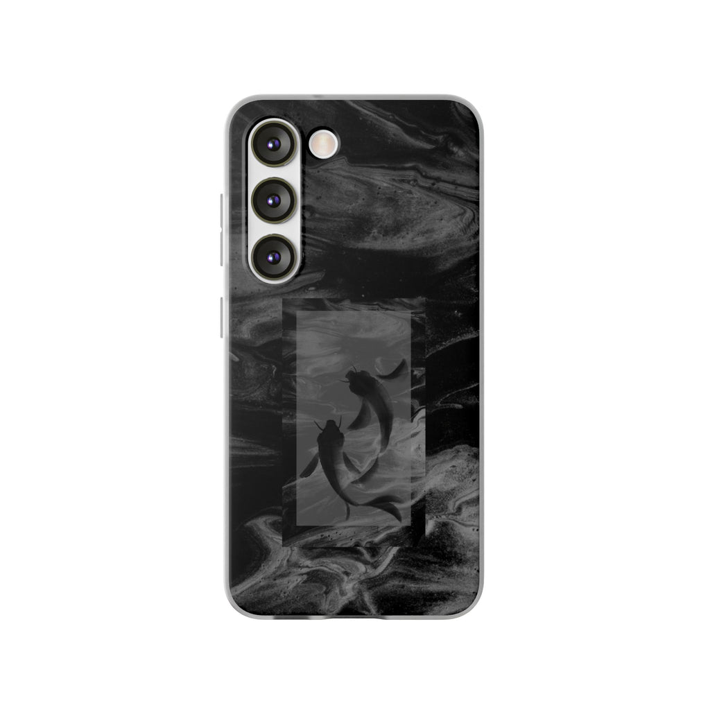 Black Koi Phone Case — Minimalist Monochrome Fish Design