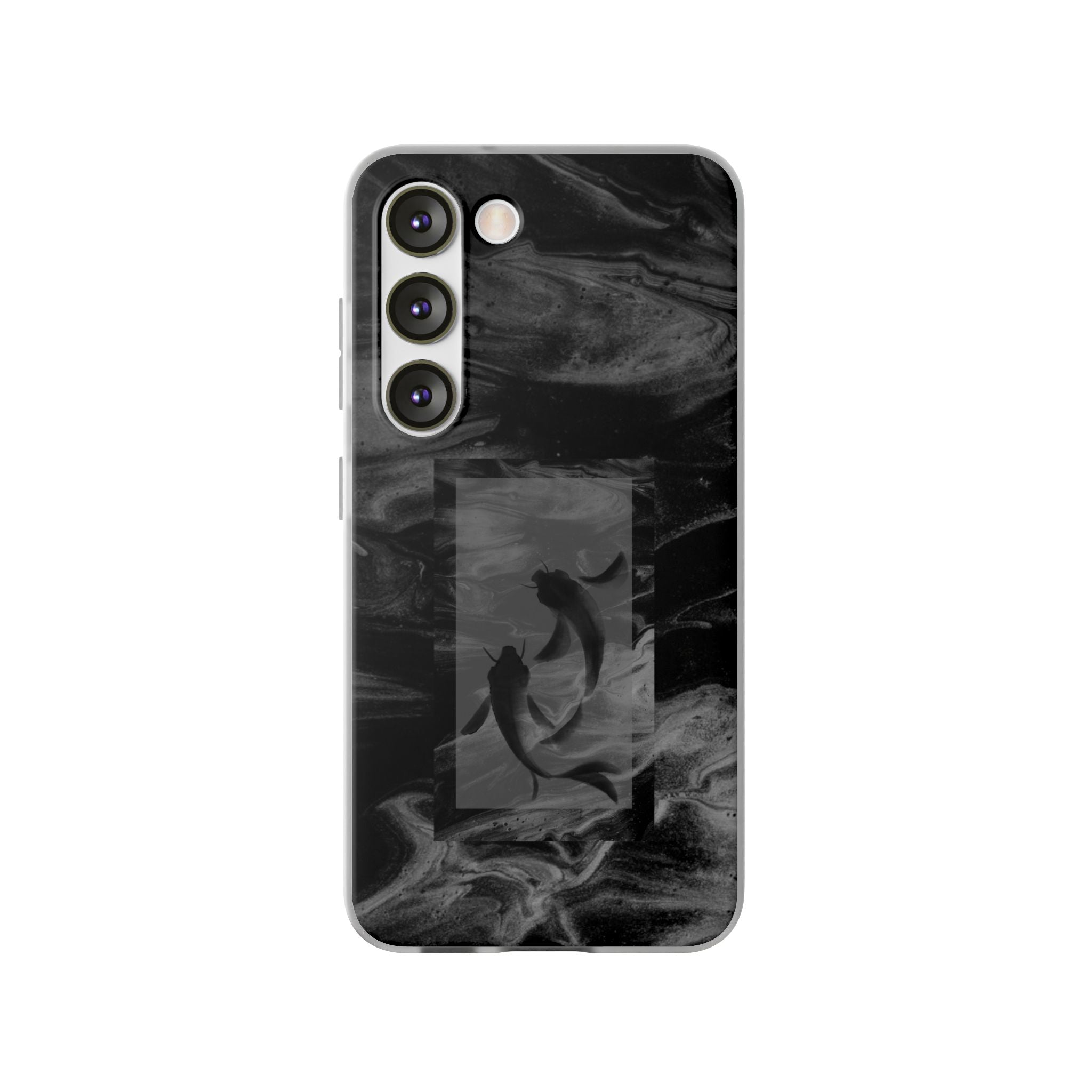 Black Koi Phone Case — Minimalist Monochrome Fish Design