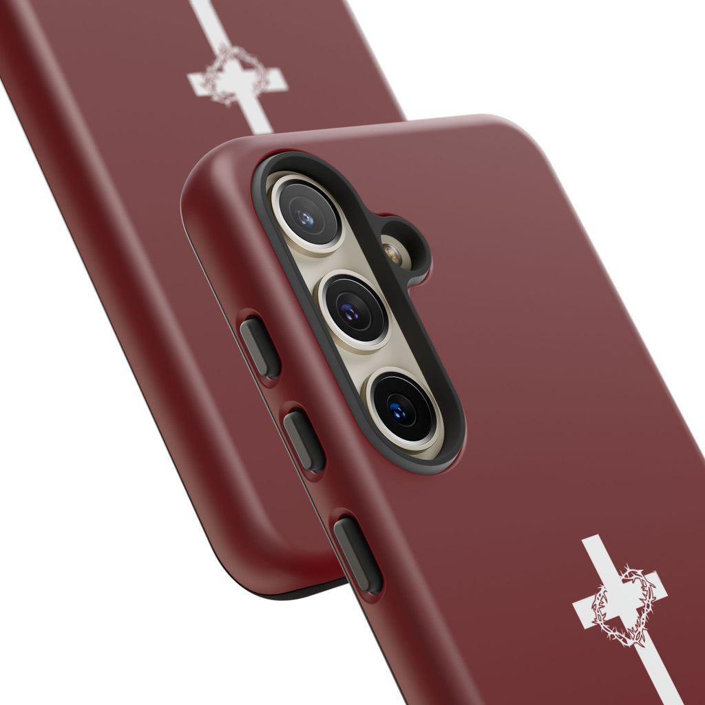 God's Plan — Christian Tough Phone Case | Cross Faith Burgundy Cover