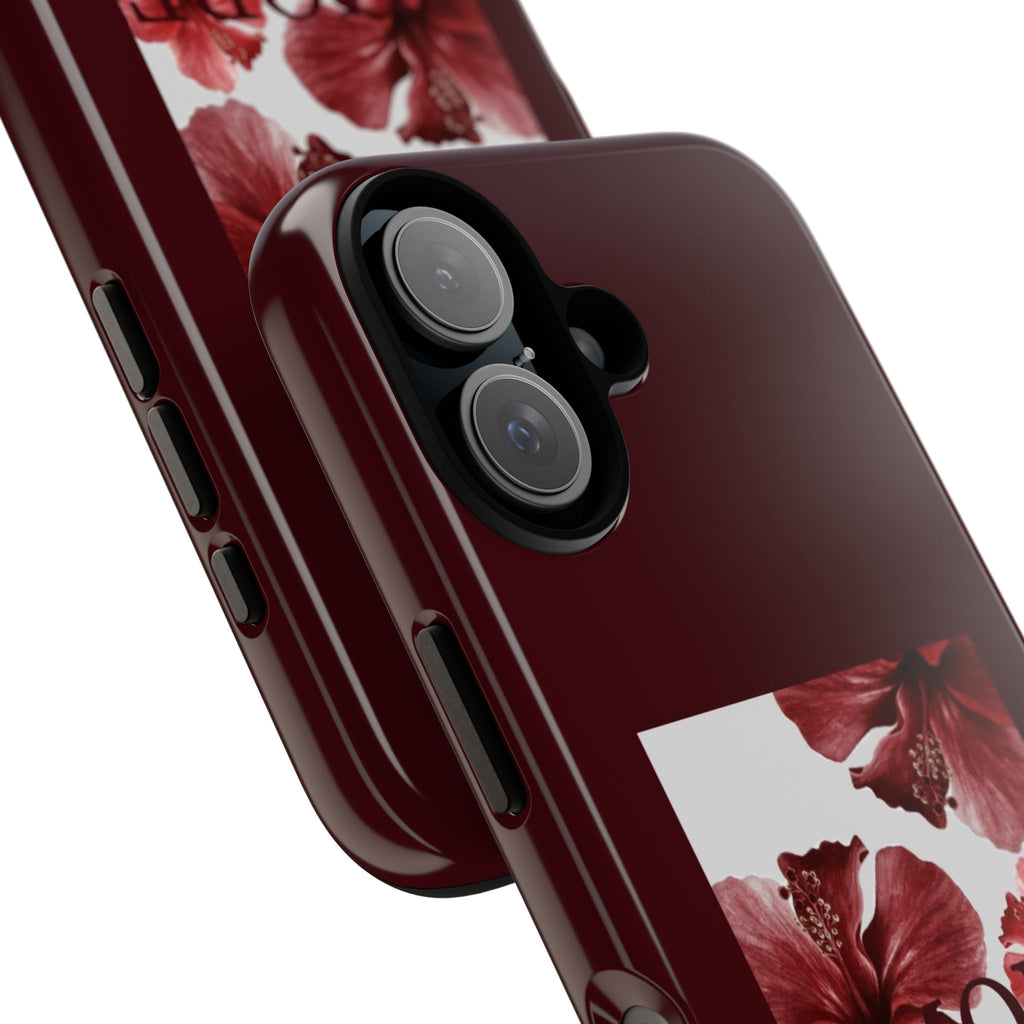 Amore Floral Phone Case — Burgundy Tough Protective Cover