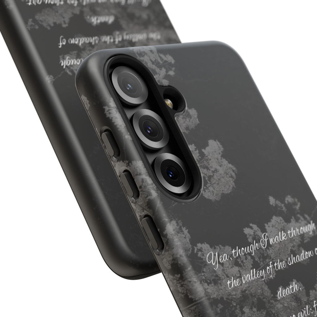 Bible Verse Phone Case — Psalm 23:4 Comfort Black Protective Cover