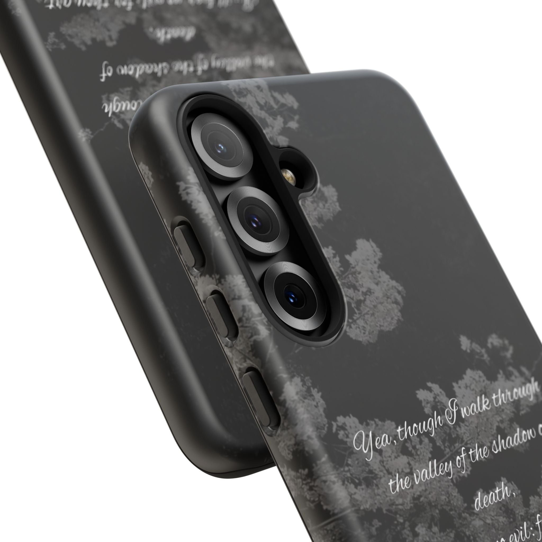 Bible Verse Phone Case — Psalm 23:4 Comfort Black Protective Cover