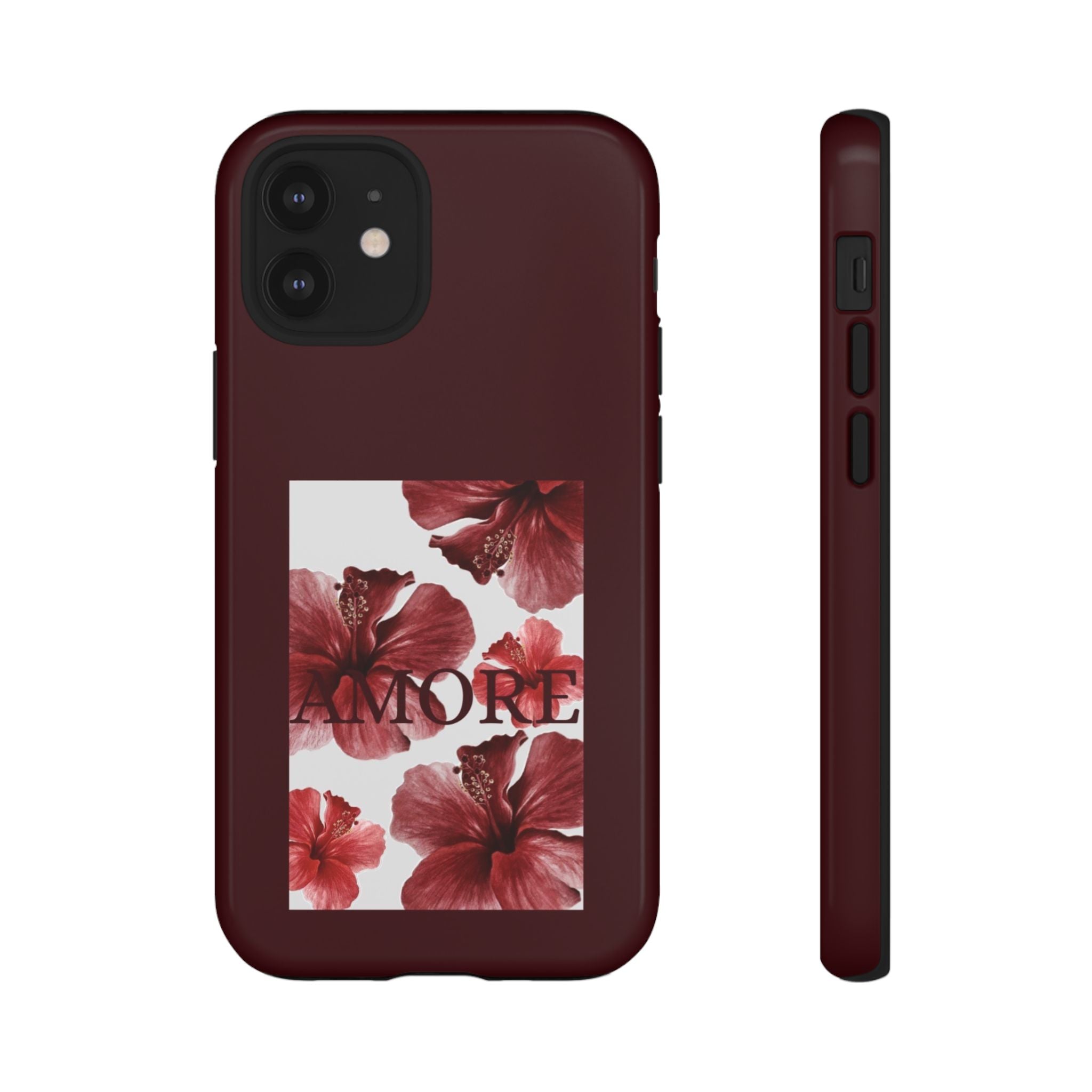 Amore Floral Phone Case — Burgundy Tough Protective Cover