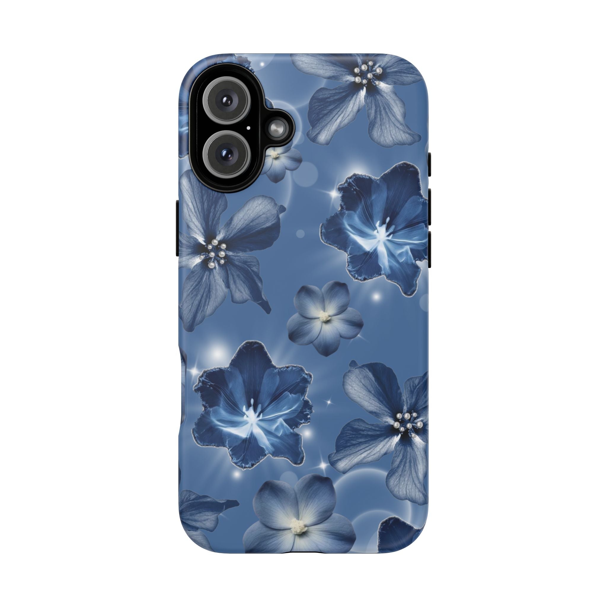 Blue Floral Tough Phone Case — Protective Blossom Design
