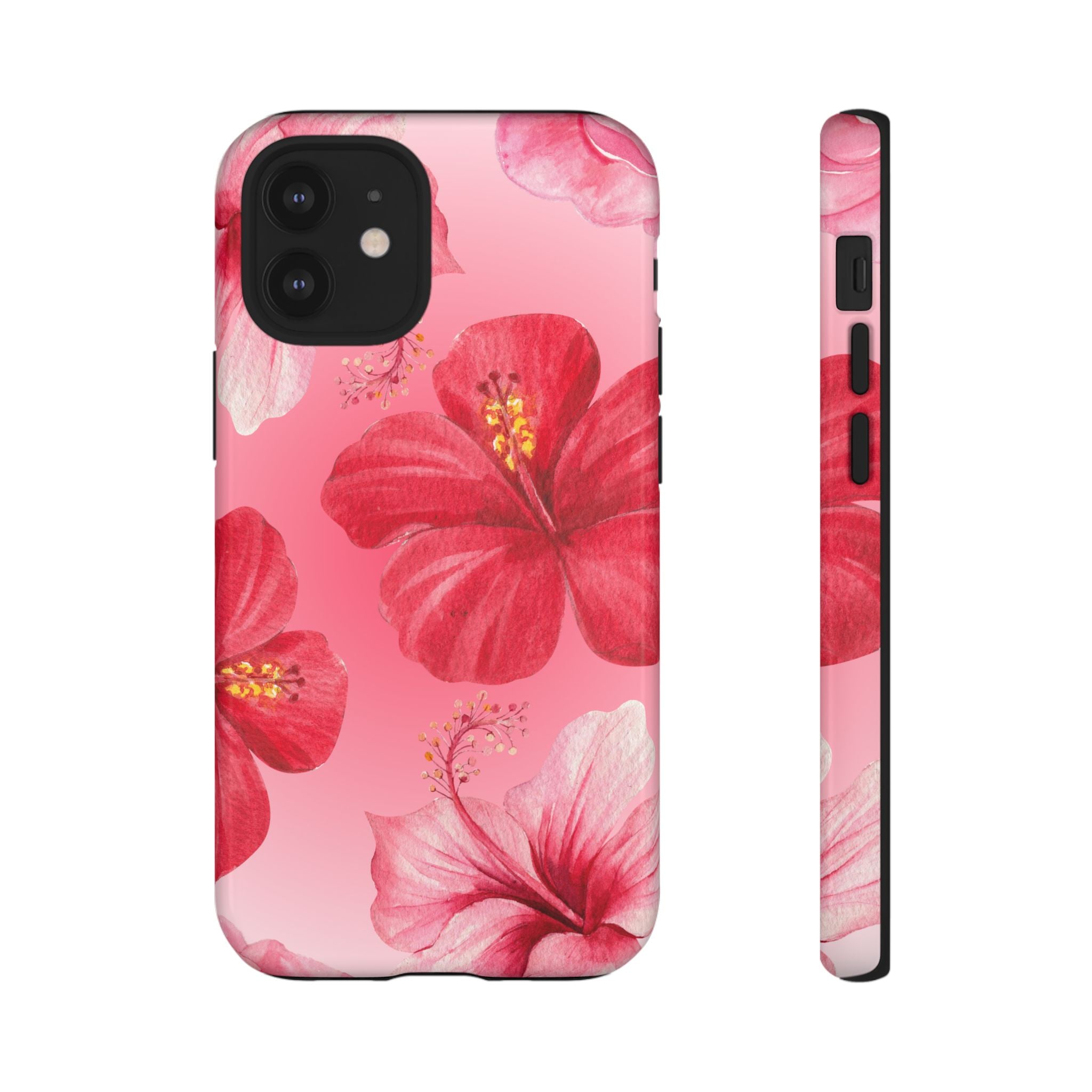 Hibiscus Pink Tough Phone Case — Floral Tropical Protective Cover