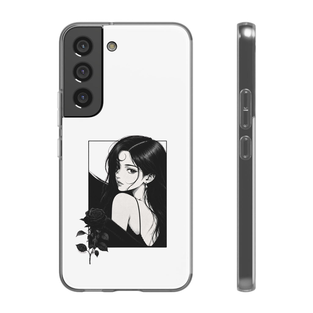 Anime Girl Noir Black Rose Illustration Flexi Case
