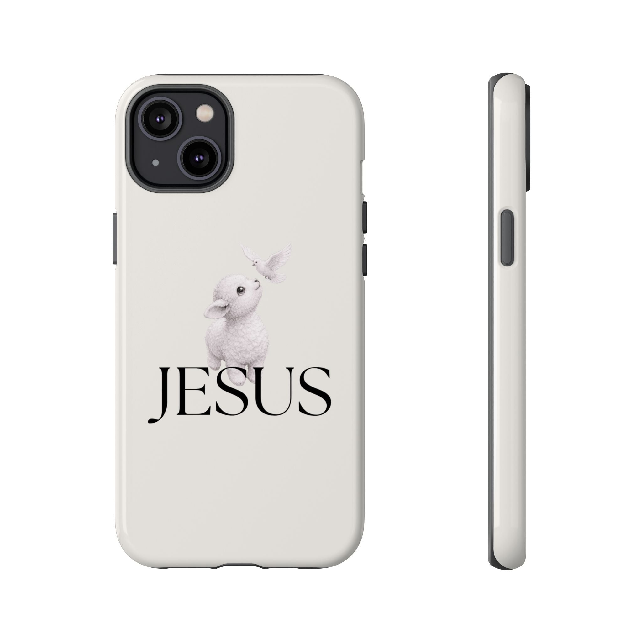 Jesus Lamb Phone Case - Christian Faith iPhone Case with Dove Design