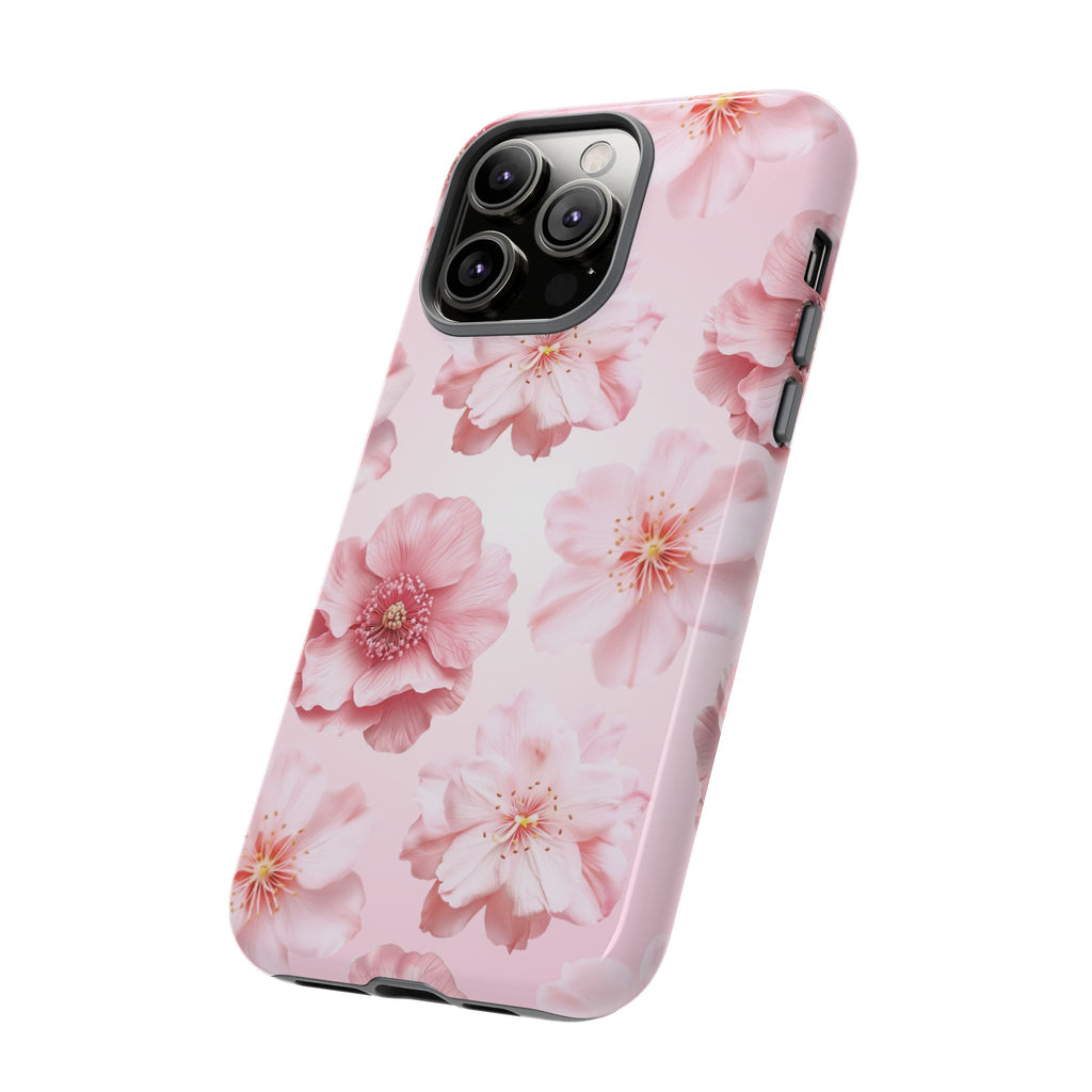 Pink Floral Tough Phone Case — Protective Sakura Blossom Design