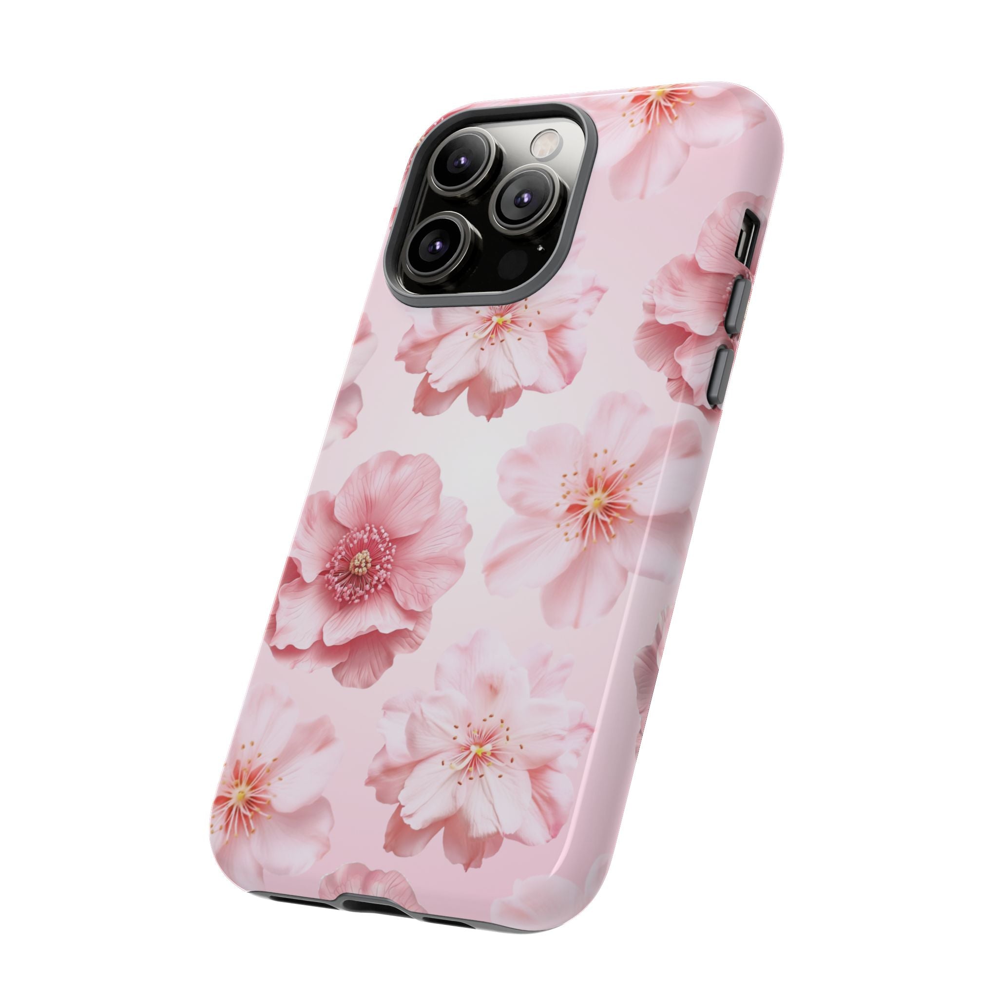 Pink Floral Tough Phone Case — Protective Sakura Blossom Design
