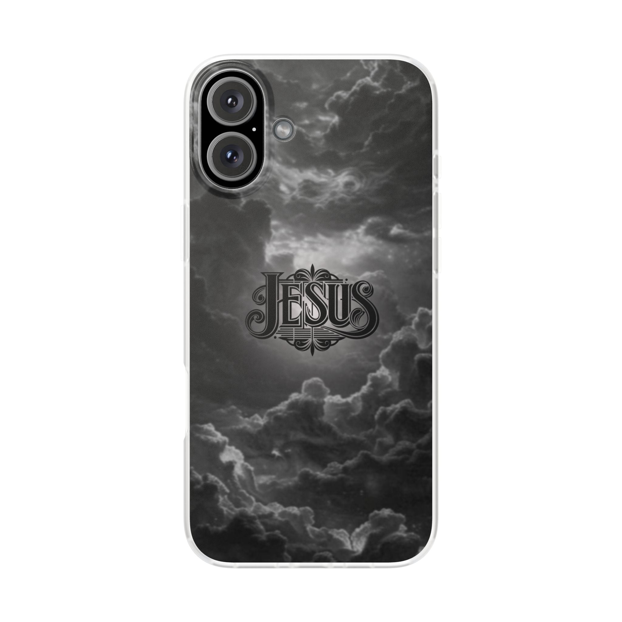 Jesus Cloud Phone Case — Faith-Inspired Flexi Case with 'Jesus' Script