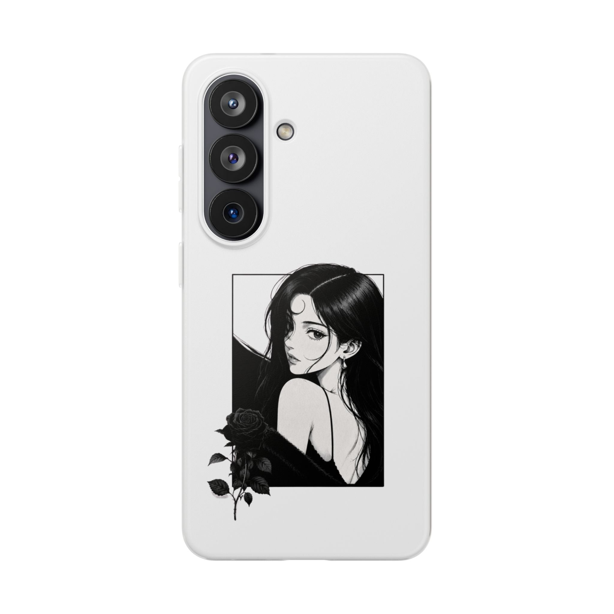 Anime Girl Noir Black Rose Illustration Flexi Case