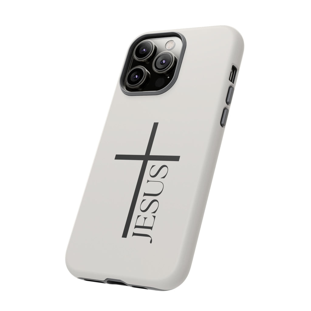 Christian Cross Phone Case - JESUS Vertical Minimalist iPhone Cover