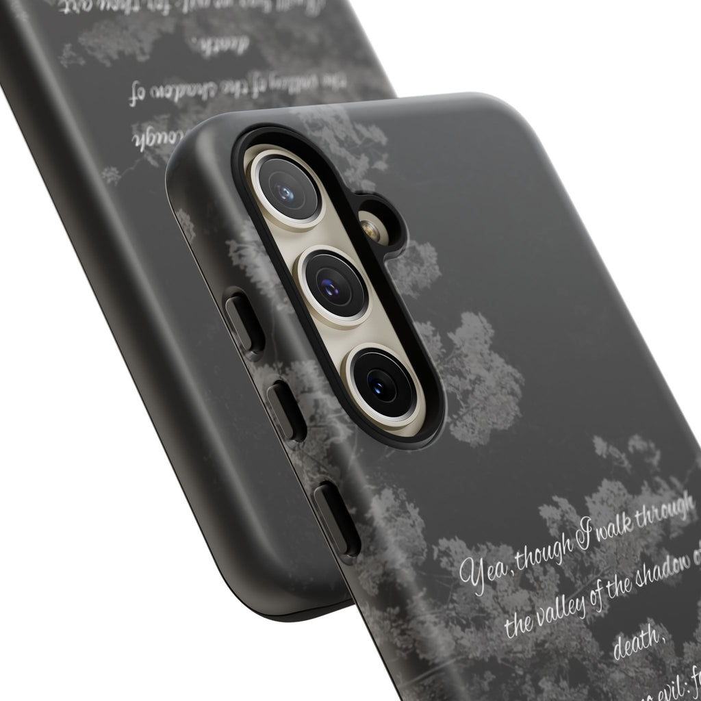 Bible Verse Phone Case — Psalm 23:4 Comfort Black Protective Cover