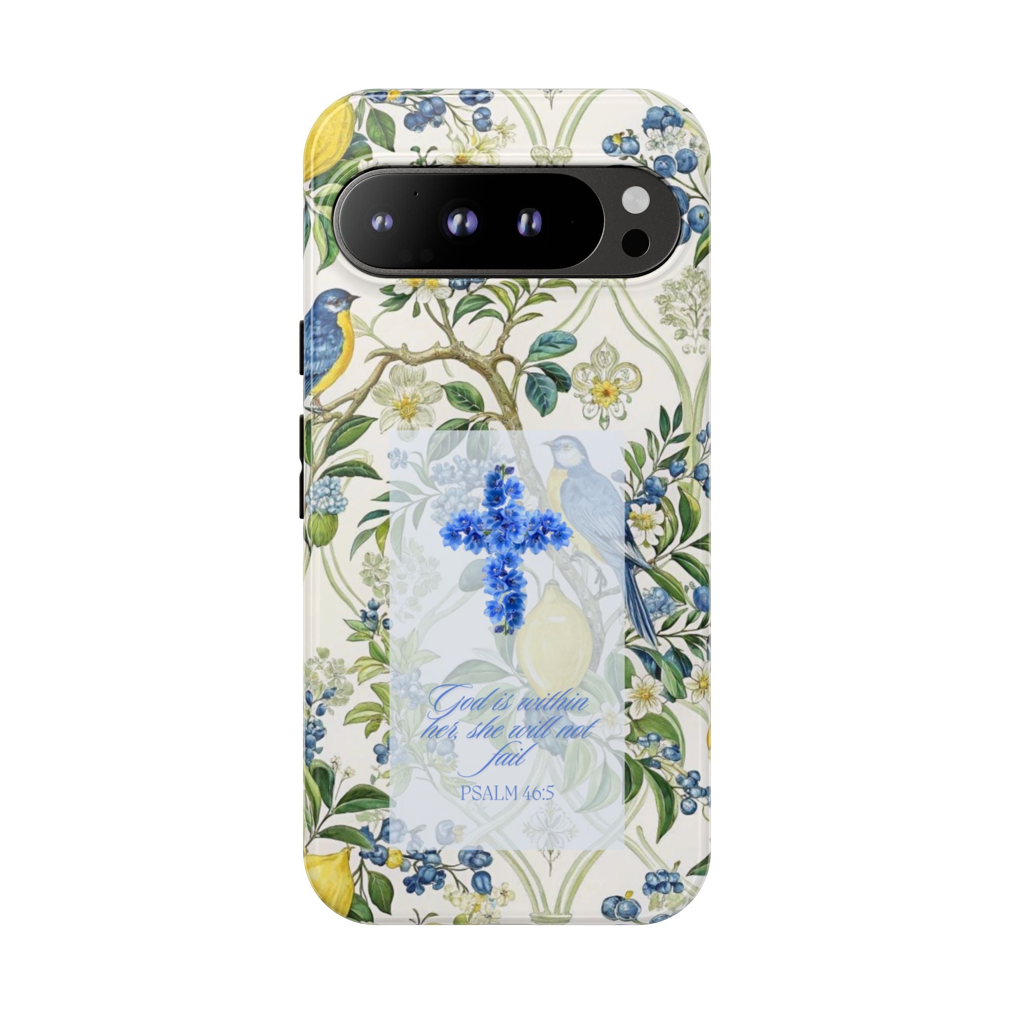 Floral Cross Tough Phone Case — Psalms Blessing Protective Cover
