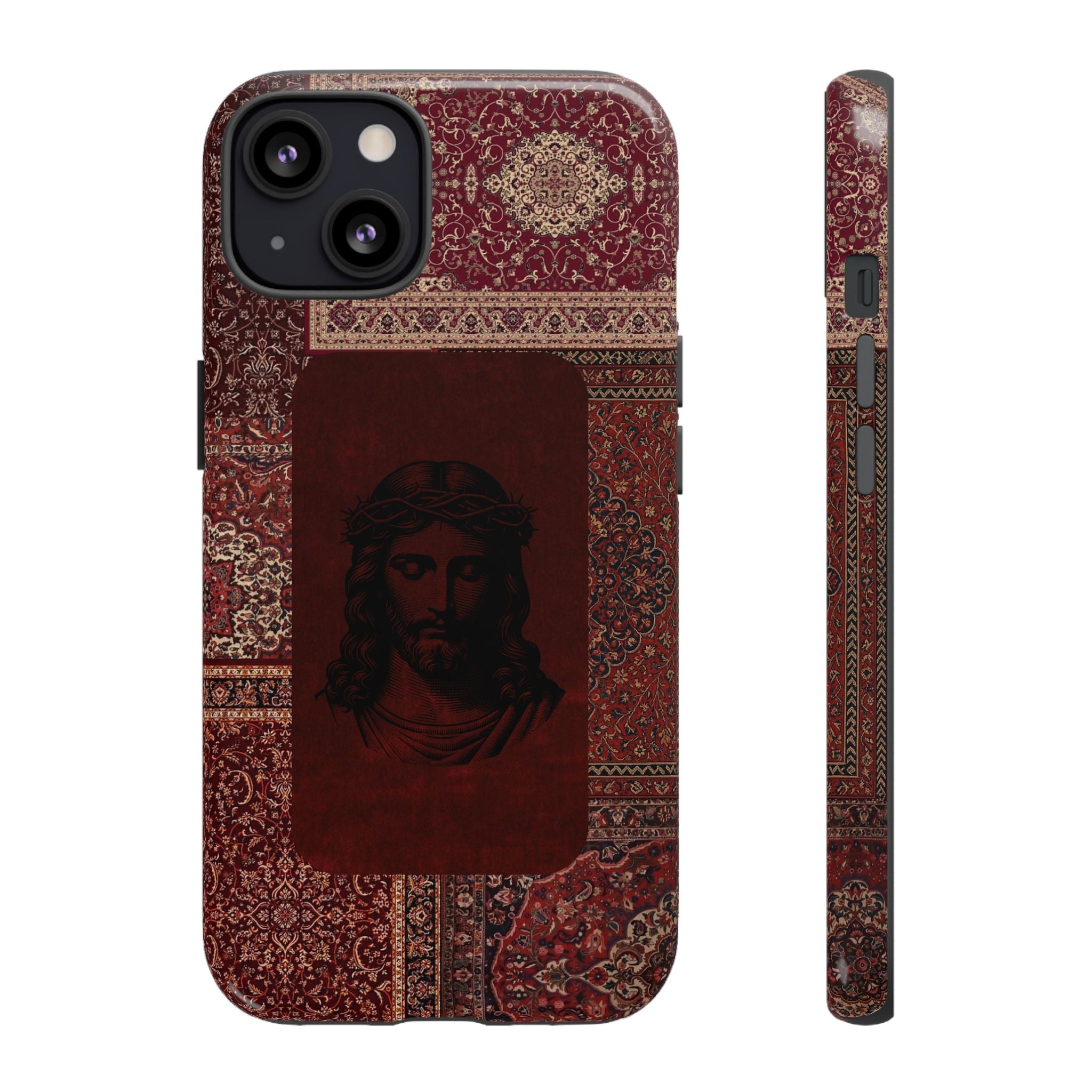 Religious Vintage Rug Phone Case — Jesus Portrait Tough Case