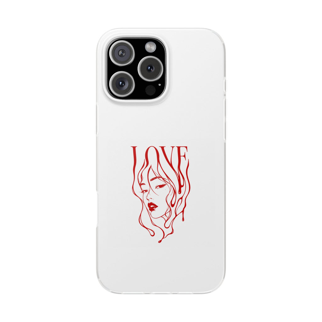 Red Line Art 'LOVE'  Face Design - Flexi Case