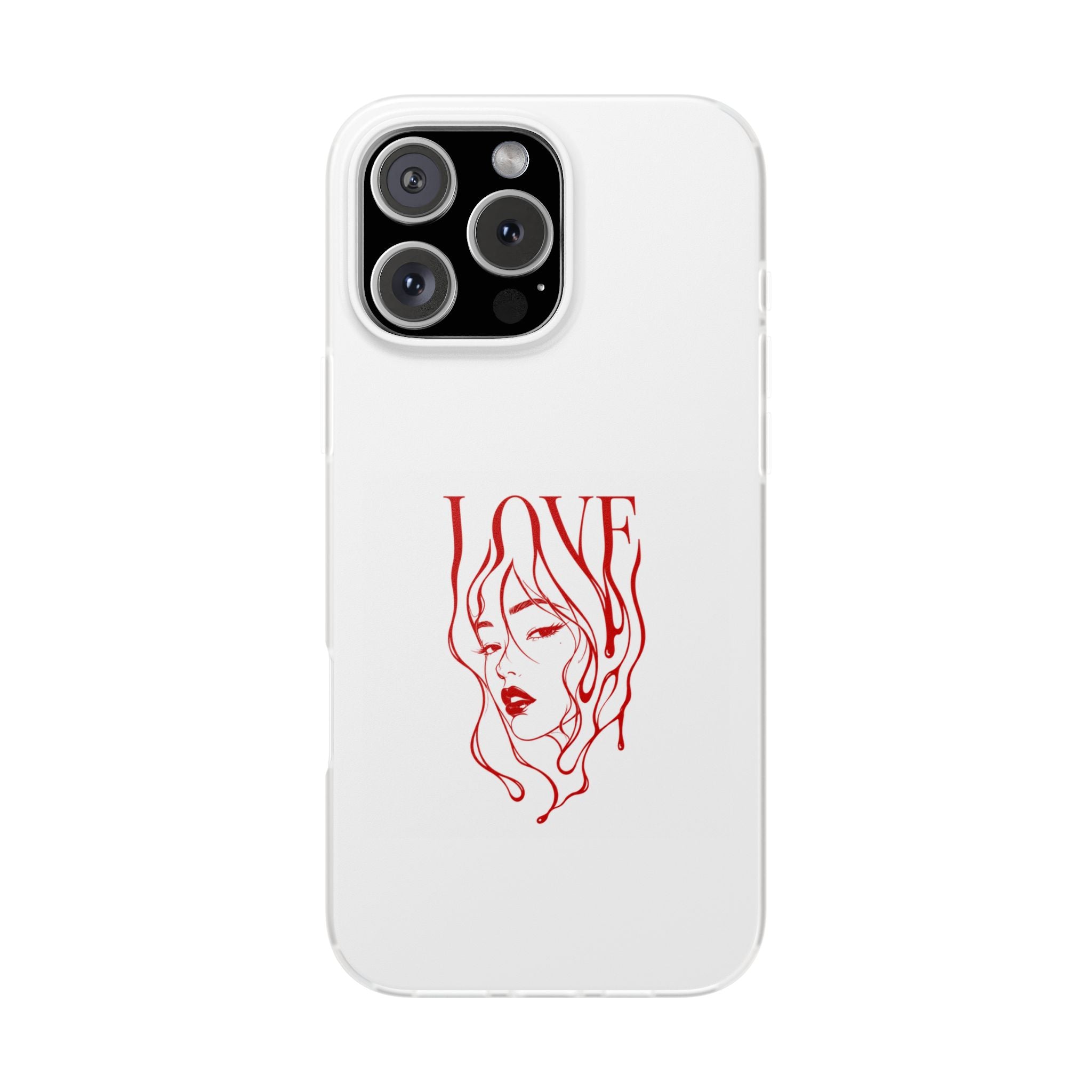 Red Line Art 'LOVE'  Face Design - Flexi Case