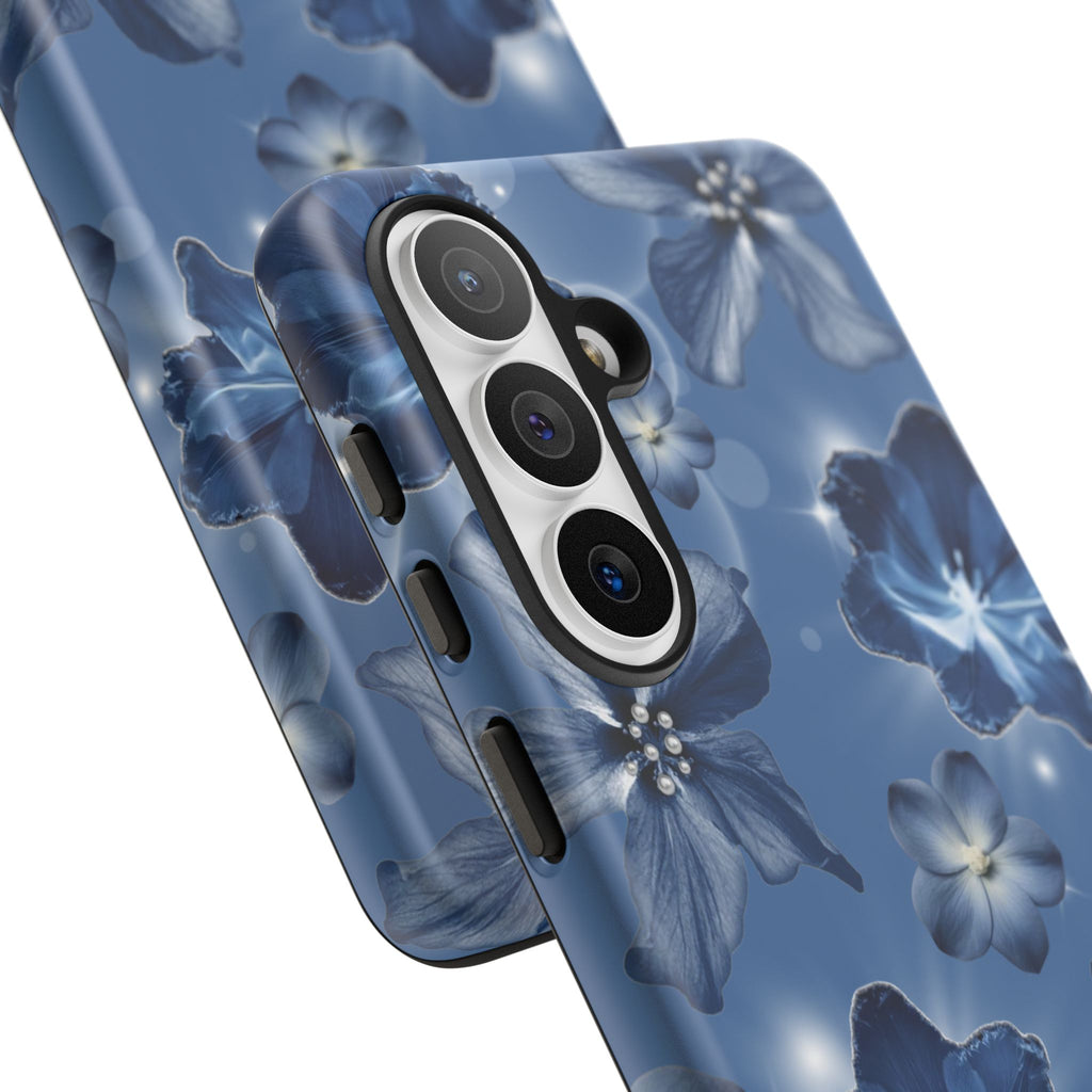 Blue Floral Tough Phone Case — Protective Blossom Design