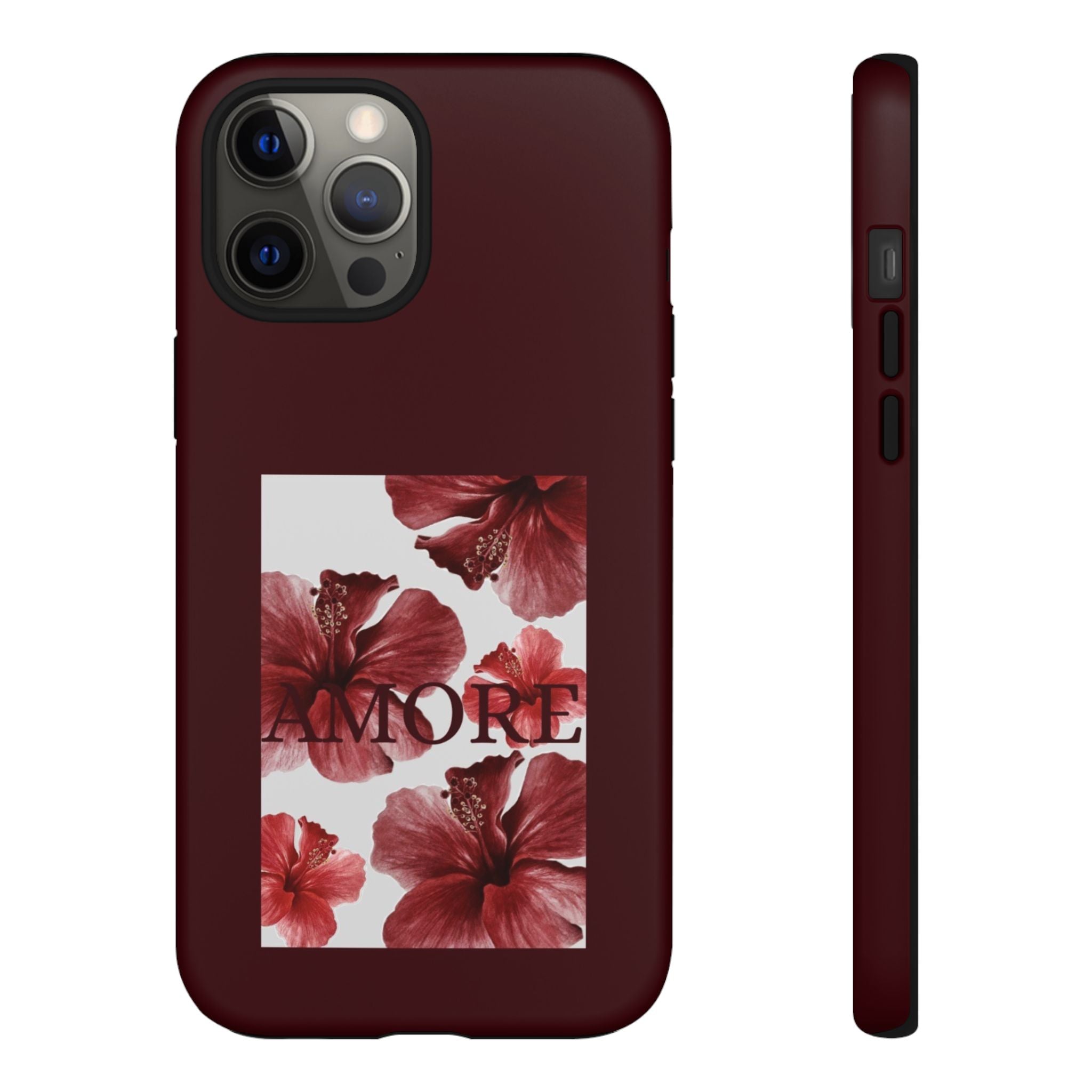 Amore Floral Phone Case — Burgundy Tough Protective Cover