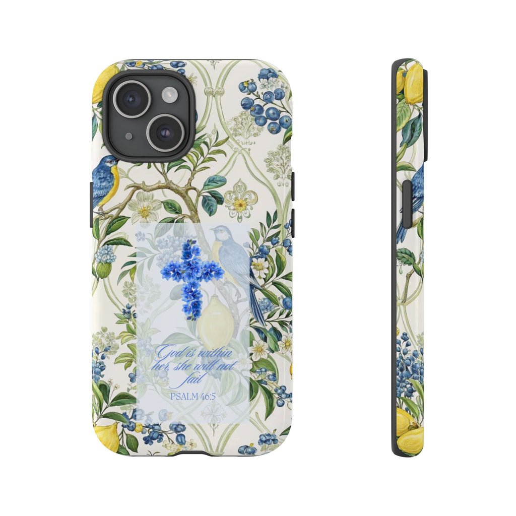 Floral Cross Tough Phone Case — Psalms Blessing Protective Cover