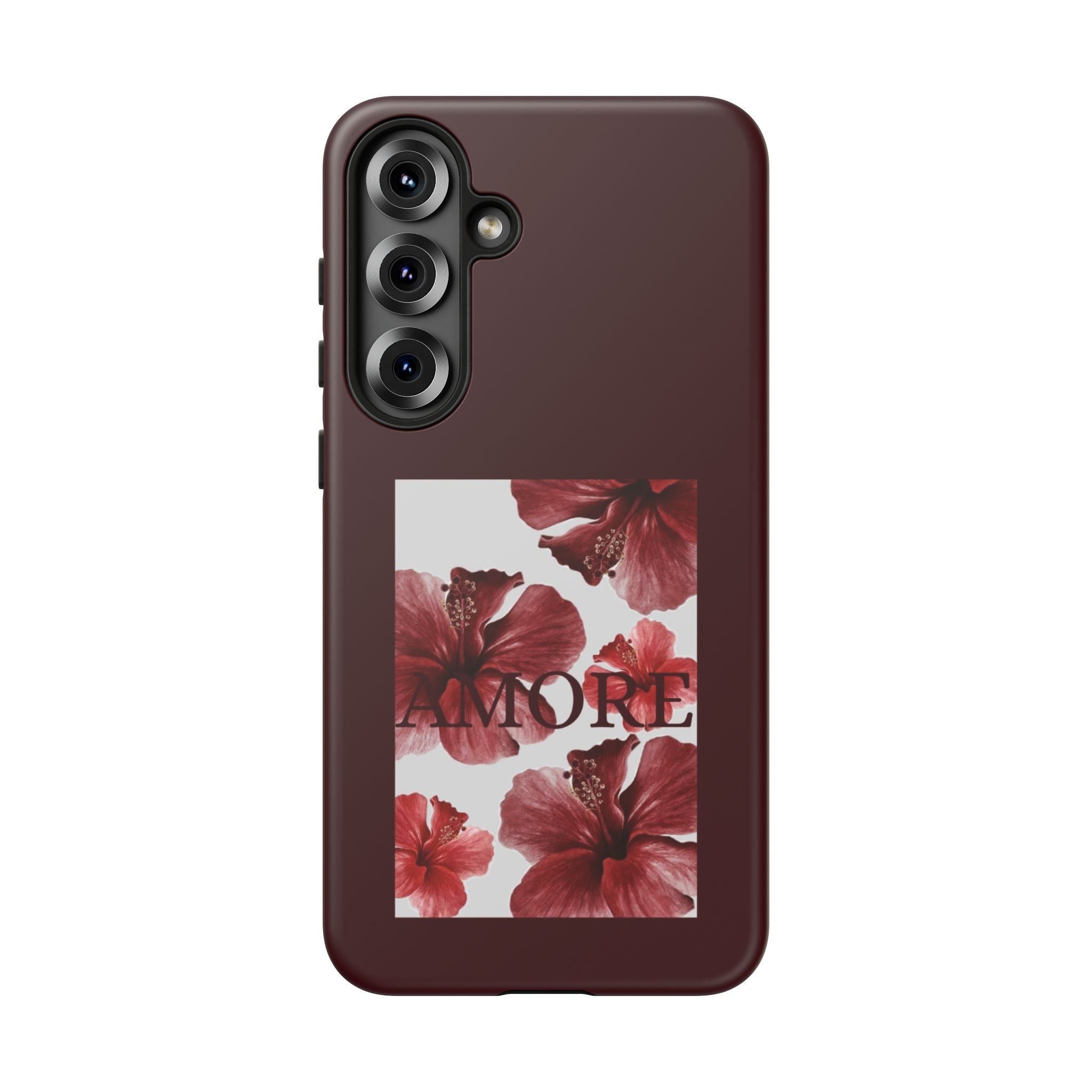 Amore Floral Phone Case — Burgundy Tough Protective Cover