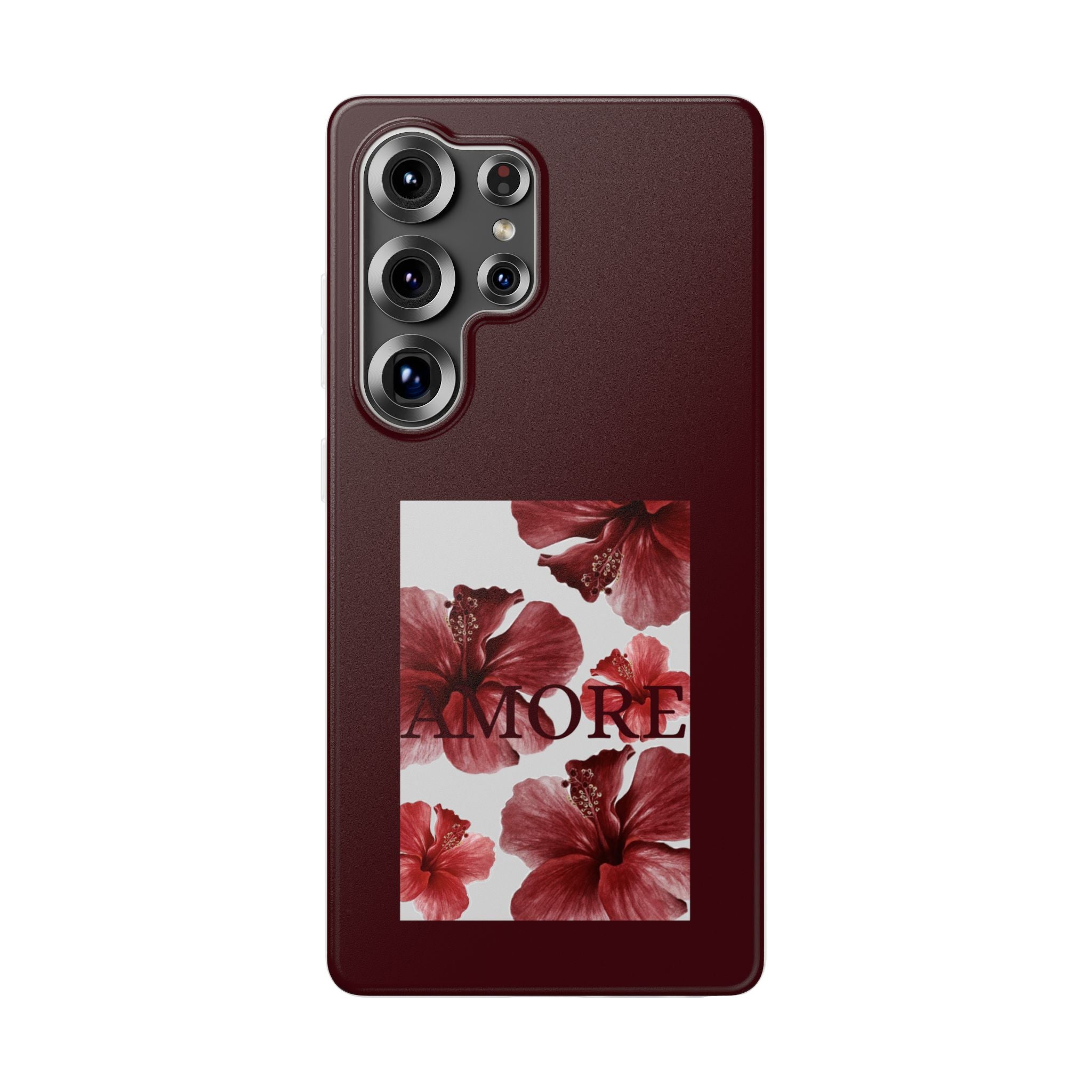 Floral Amore Phone Case — Burgundy Hibiscus Flexible Protection