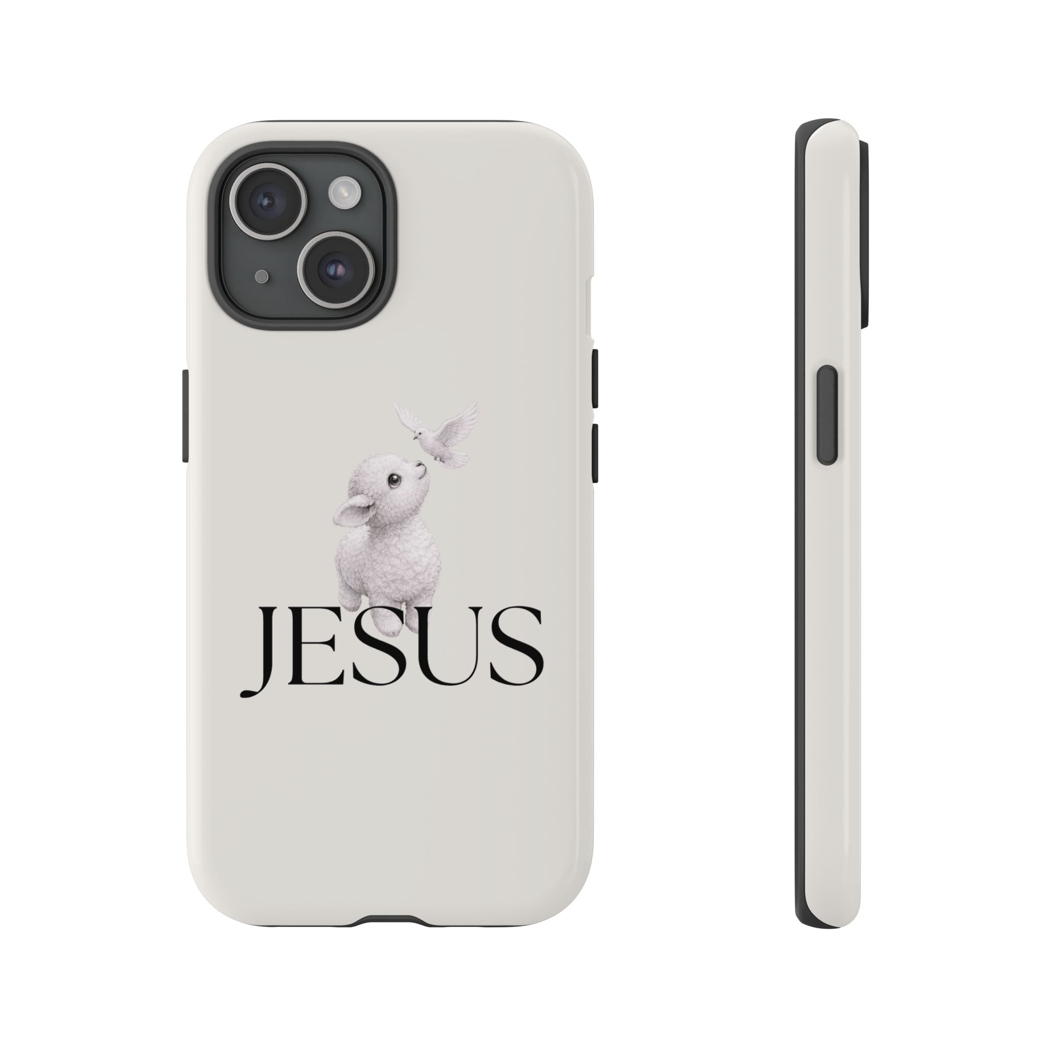 Jesus Lamb Phone Case - Christian Faith iPhone Case with Dove Design