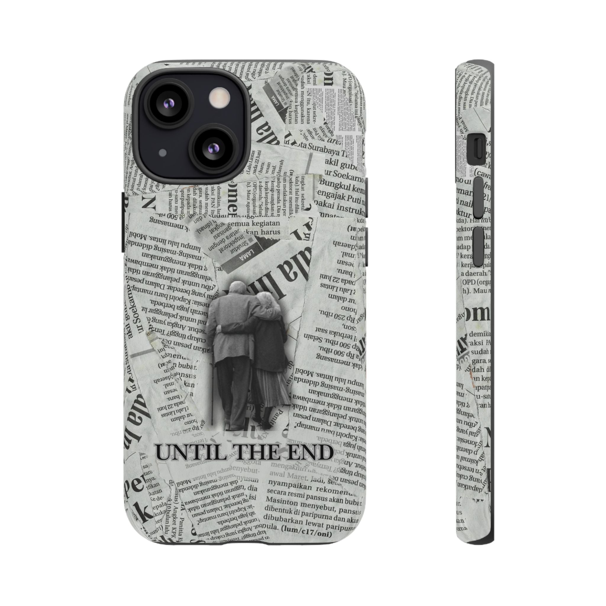 Until the End Newspaper Collage Phone Case
