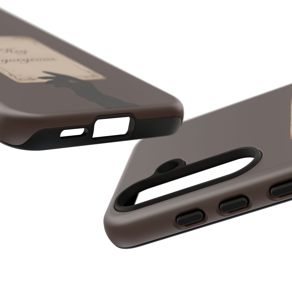 Hey Gorgeous Phone Case — Brown Lip Print & Shadow Hand Protective Cover
