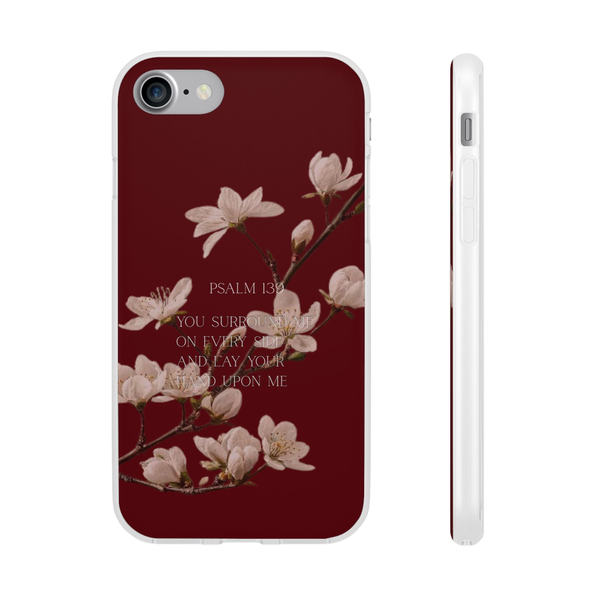 Floral Psalm Phone Case — Psalm 139 Scripture Cherry Blossom iPhone Cover