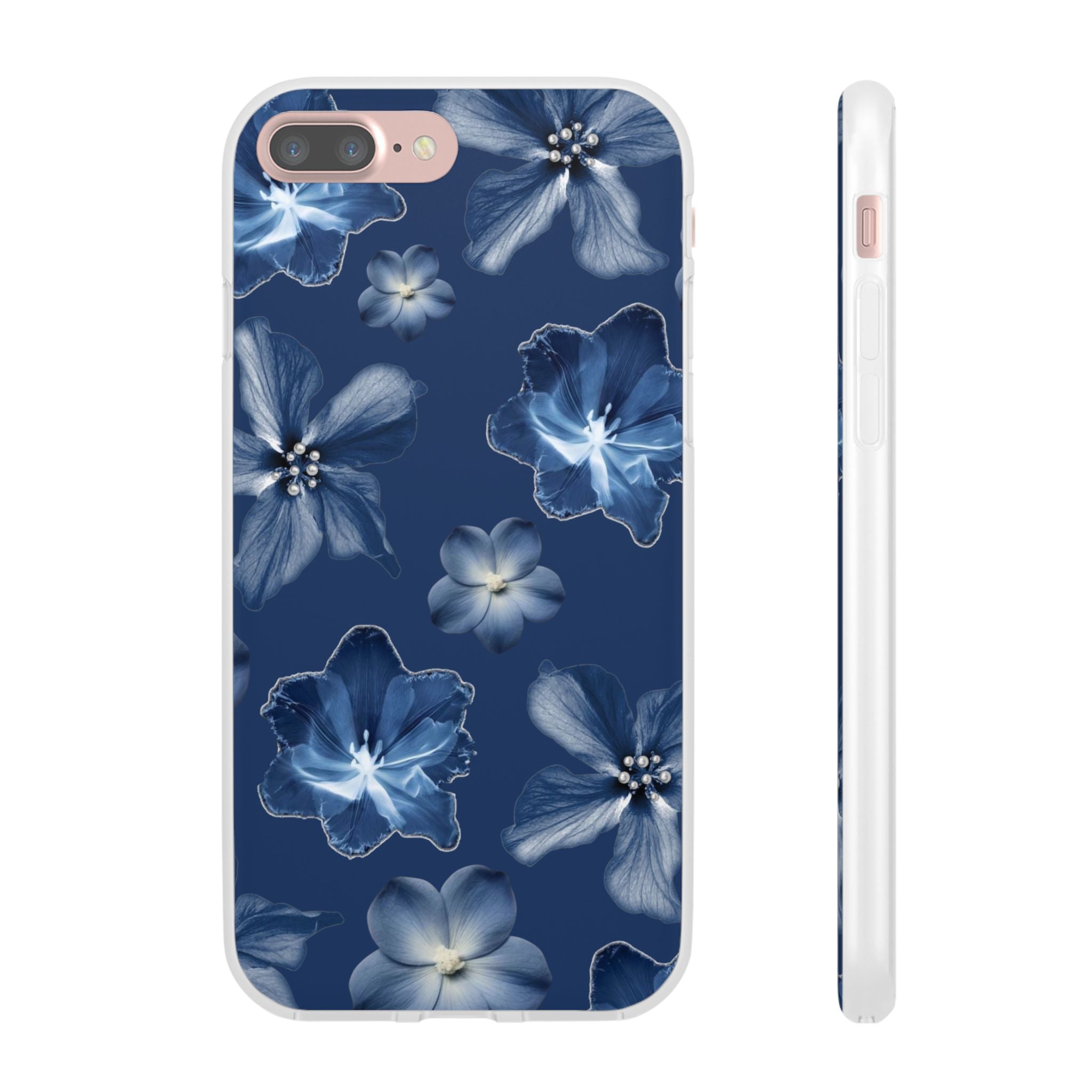 Floral Blue Phone Case — Navy Watercolor Blossom Flexi Case