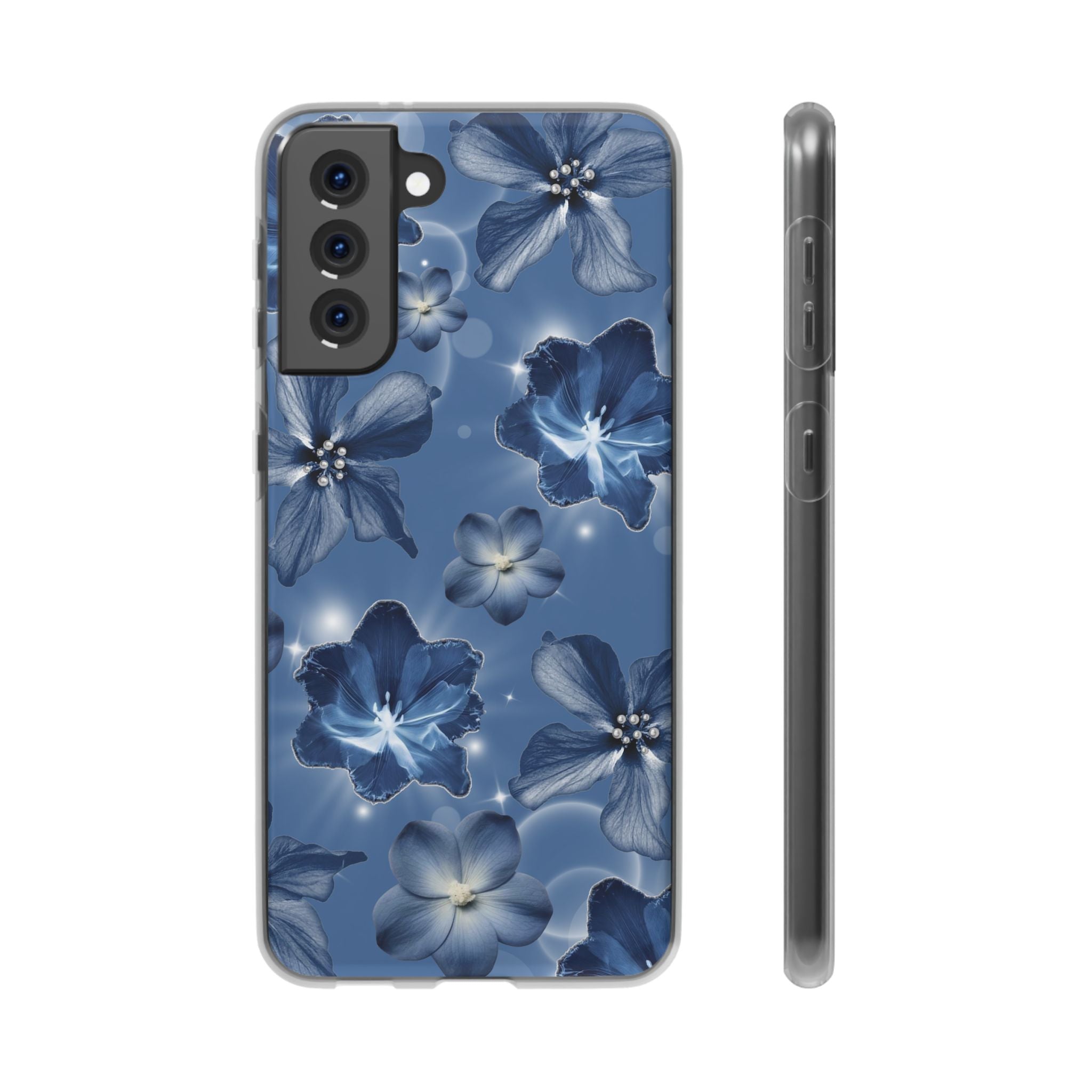 Blue Floral Phone Case — Soft Blue Blossoms Pattern for iPhone