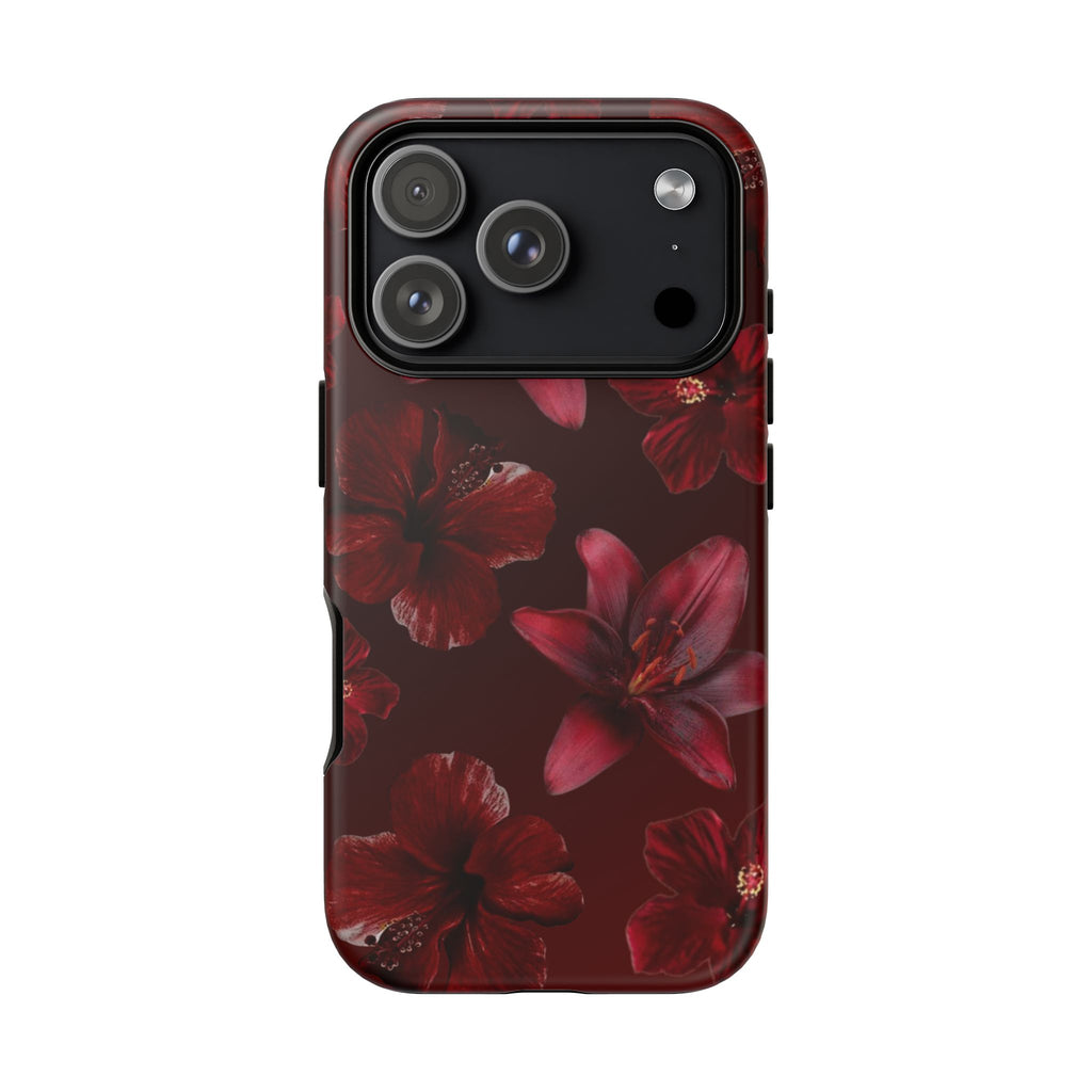 Tough Cases - Dark Red Floral Phone Case