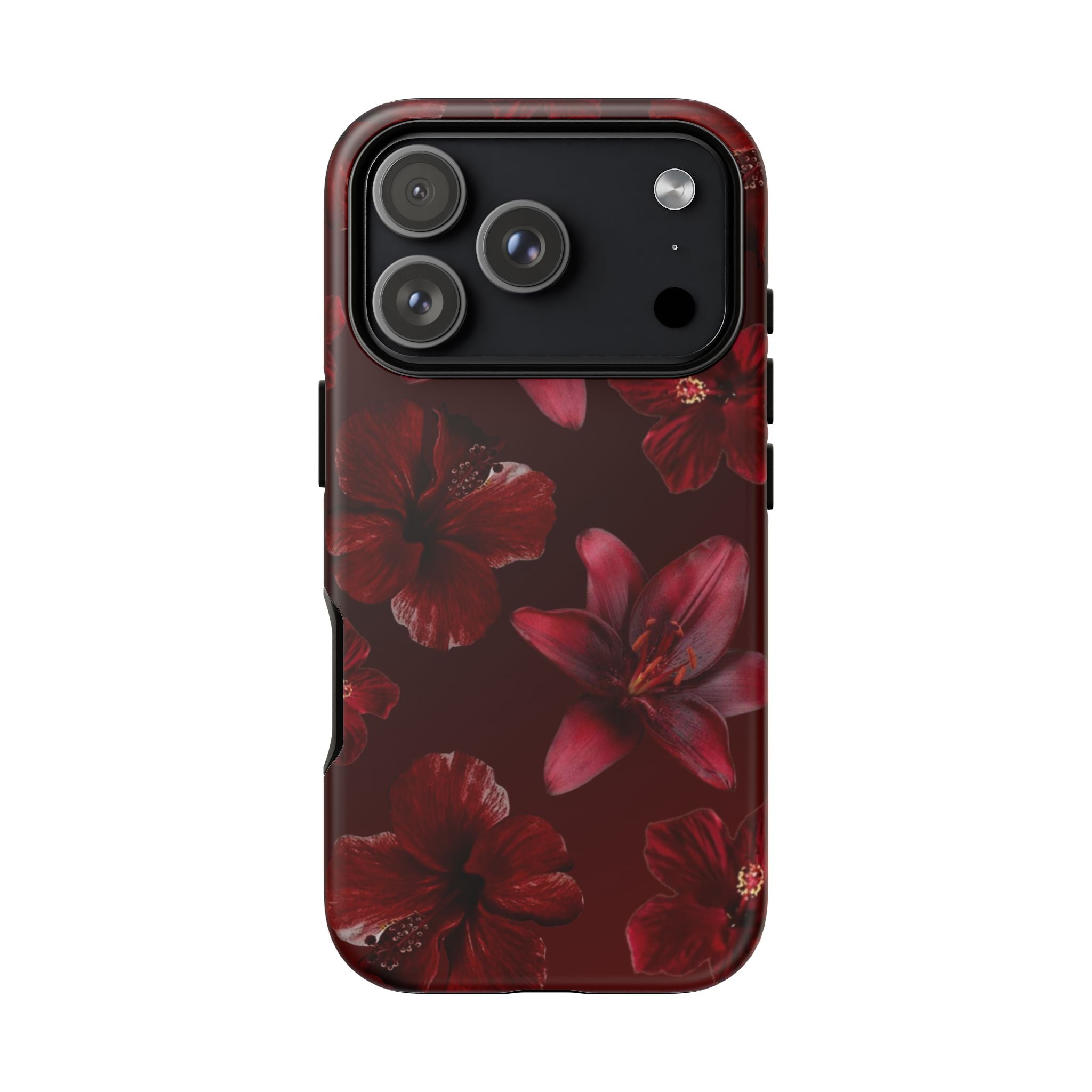 Tough Cases - Dark Red Floral Phone Case