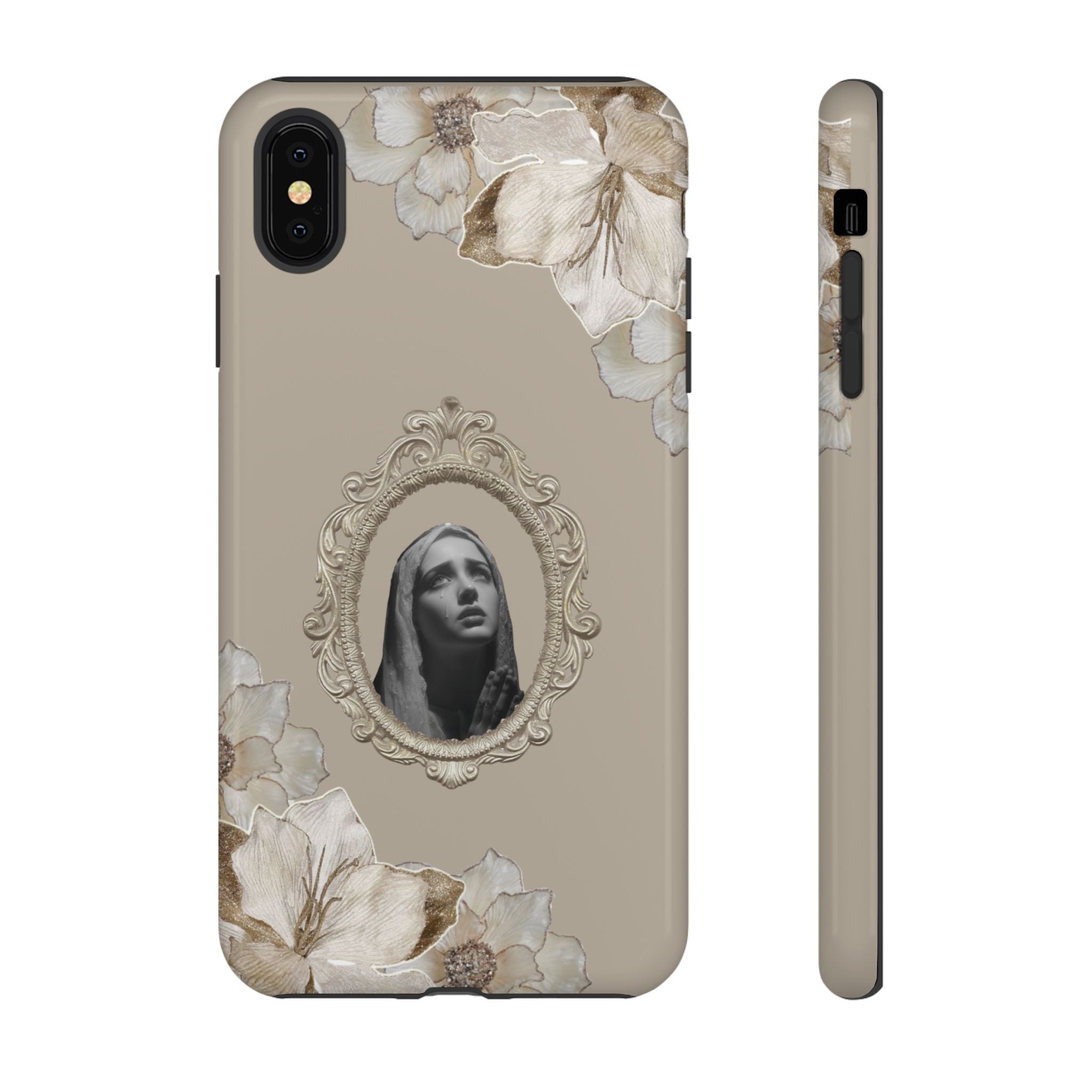 Vintage Floral Phone Case with Sacred Madonna Portrait