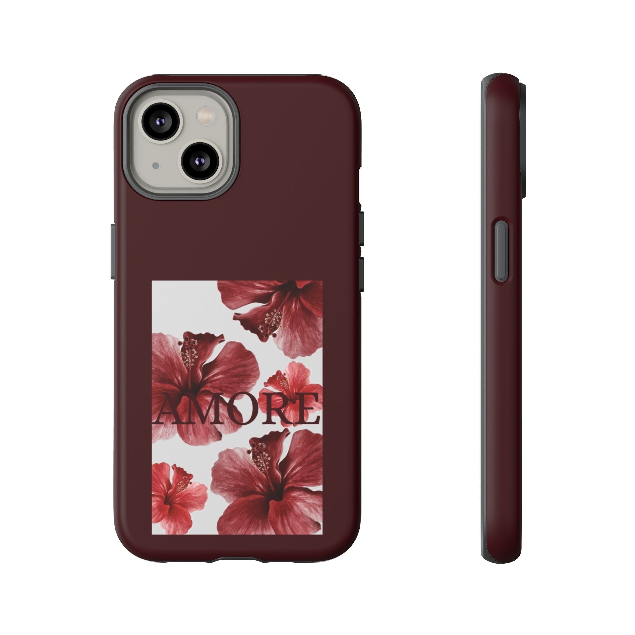 Amore Floral Phone Case — Burgundy Tough Protective Cover