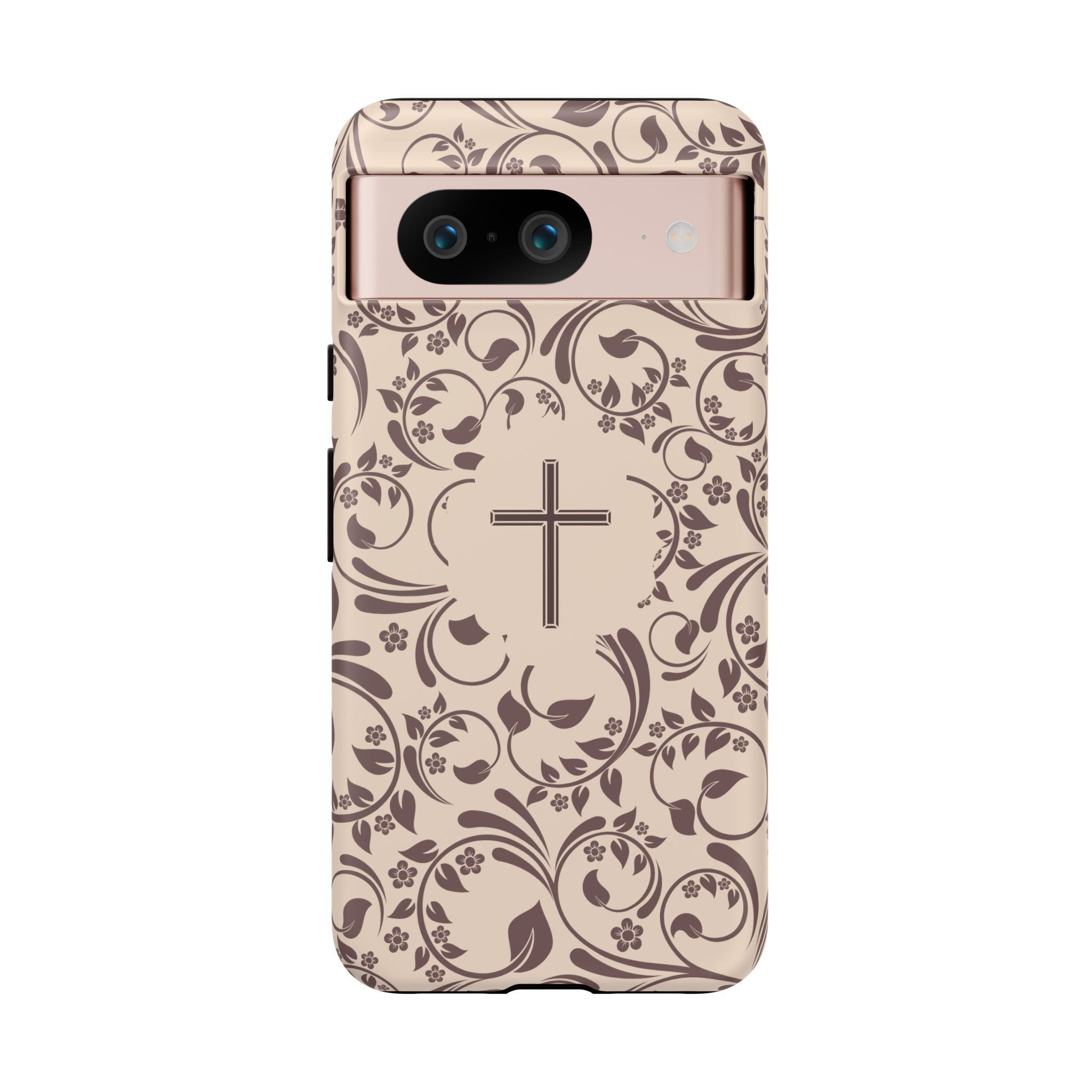 Christian Cross Floral Phone Case — Elegant Religious Protective Cover
