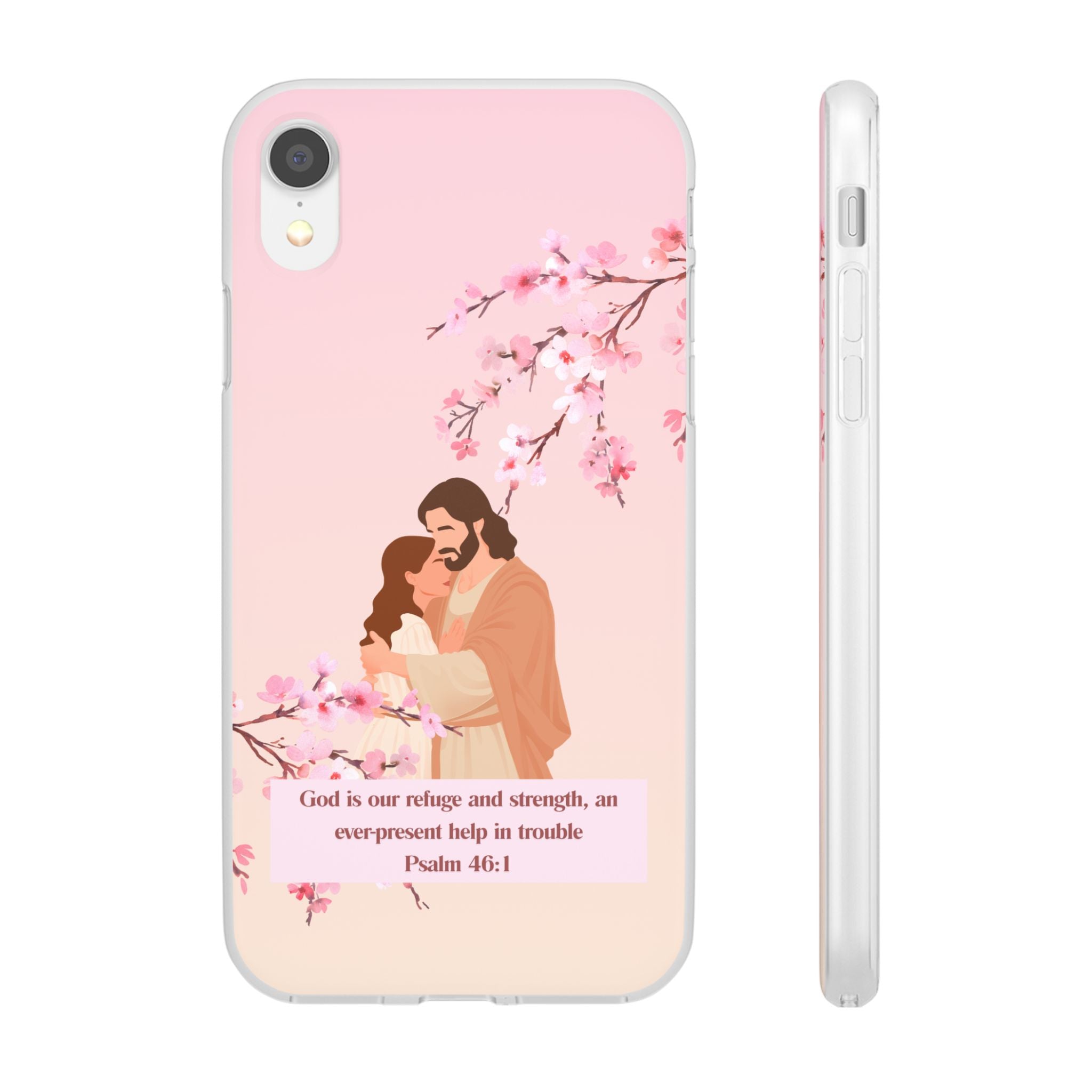 God Is Our Refuge – Psalm 46:1 Cherry Blossom Christian Flexi Phone Case