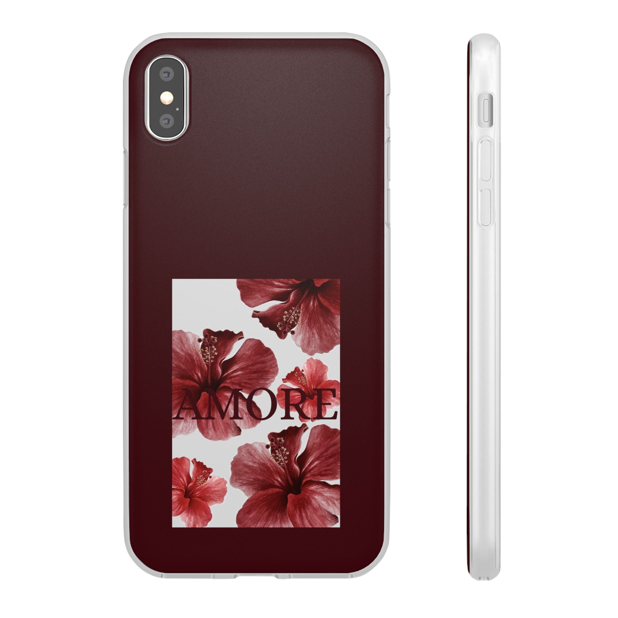 Floral Amore Phone Case — Burgundy Hibiscus Flexible Protection