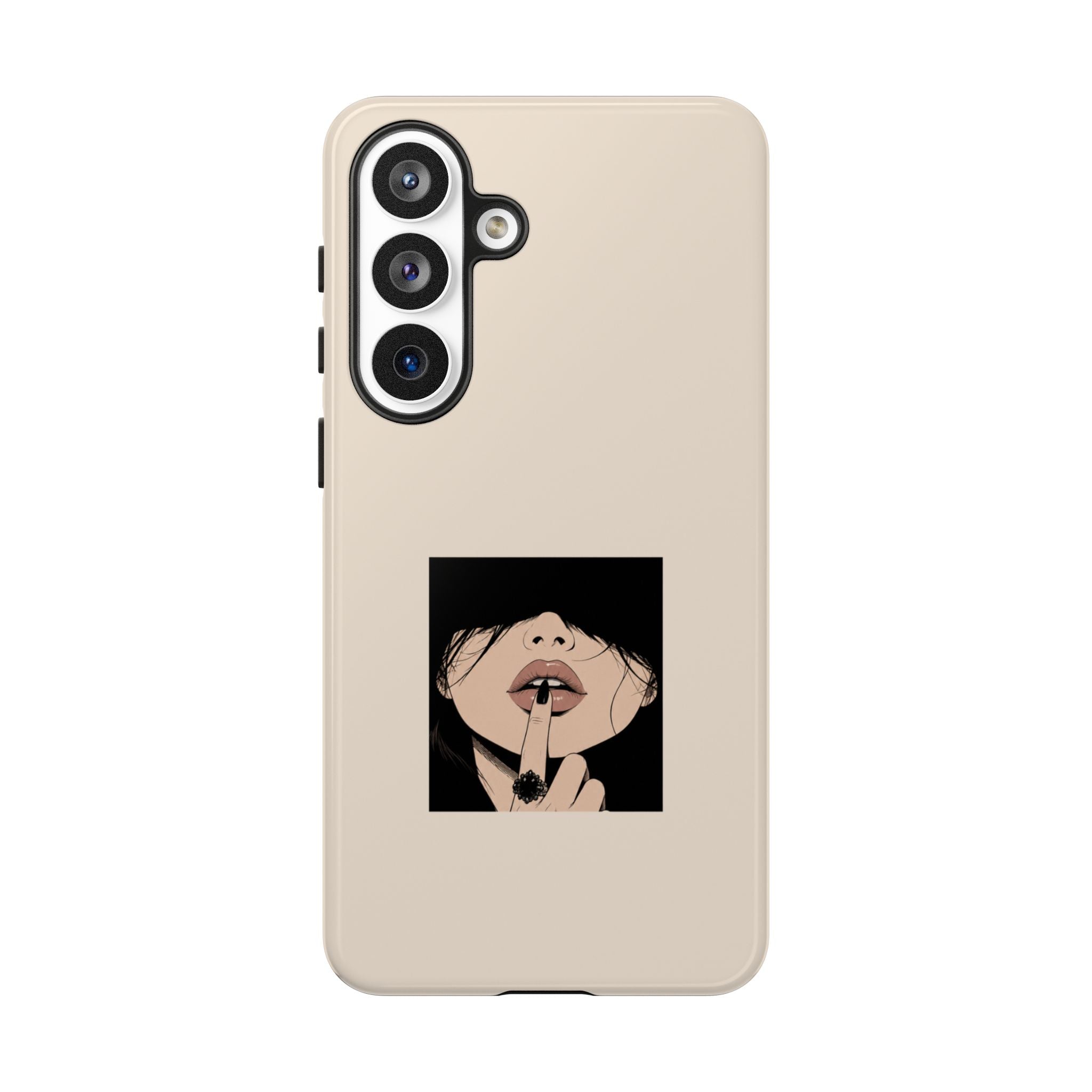 Minimal Anime Girl Shh Design, Edgy Aesthetic Protective Cover