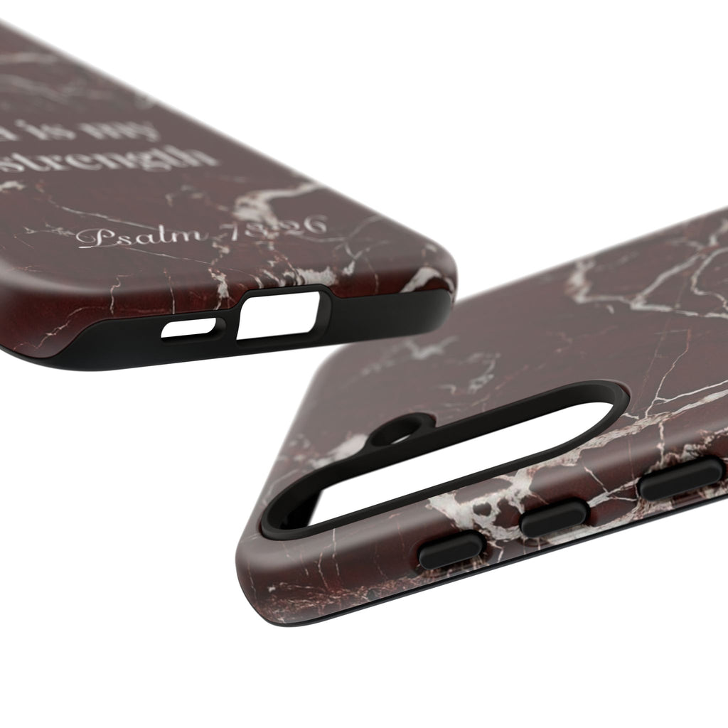 God Is My Strength — Psalm 73:26 Christian Tough Phone Case | Marble Faith Cover