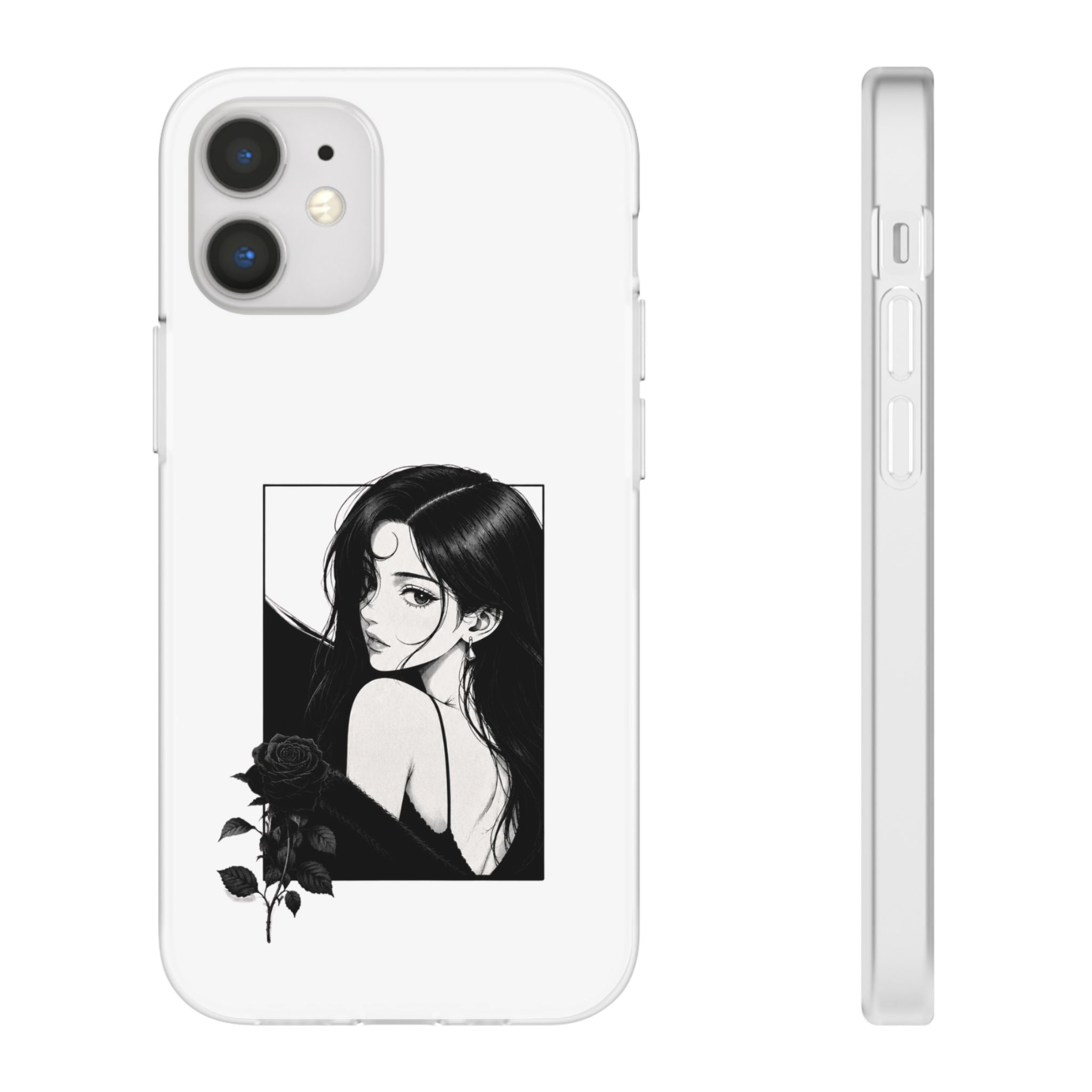 Anime Girl Noir Black Rose Illustration Flexi Case
