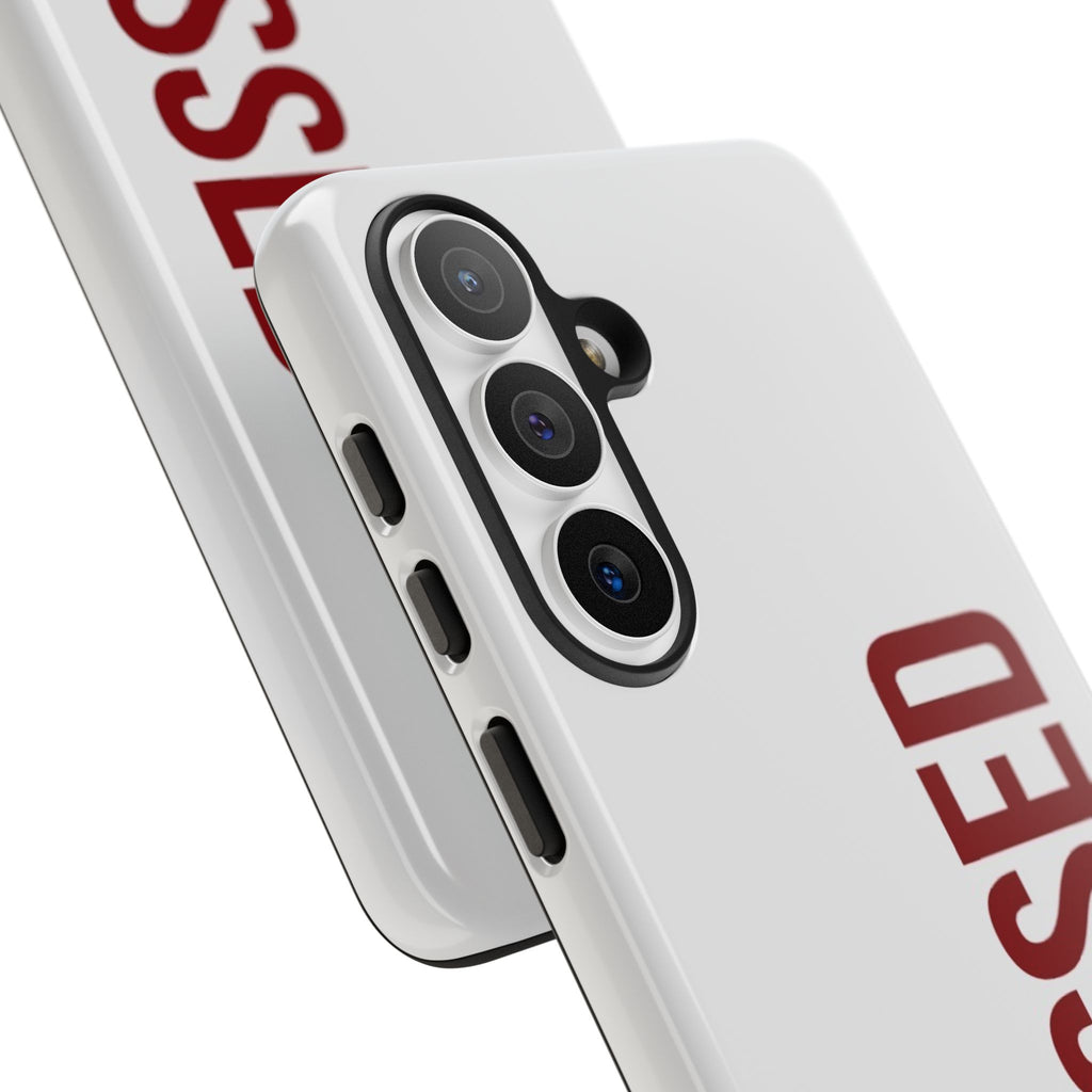 Blessed Vertical Phone Case — Protective Slim iPhone Cover with Red 'BLESSED' Text