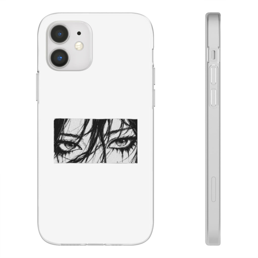 Anime Eyes Illustration Phone Case - Moody Black & White Flexi Case