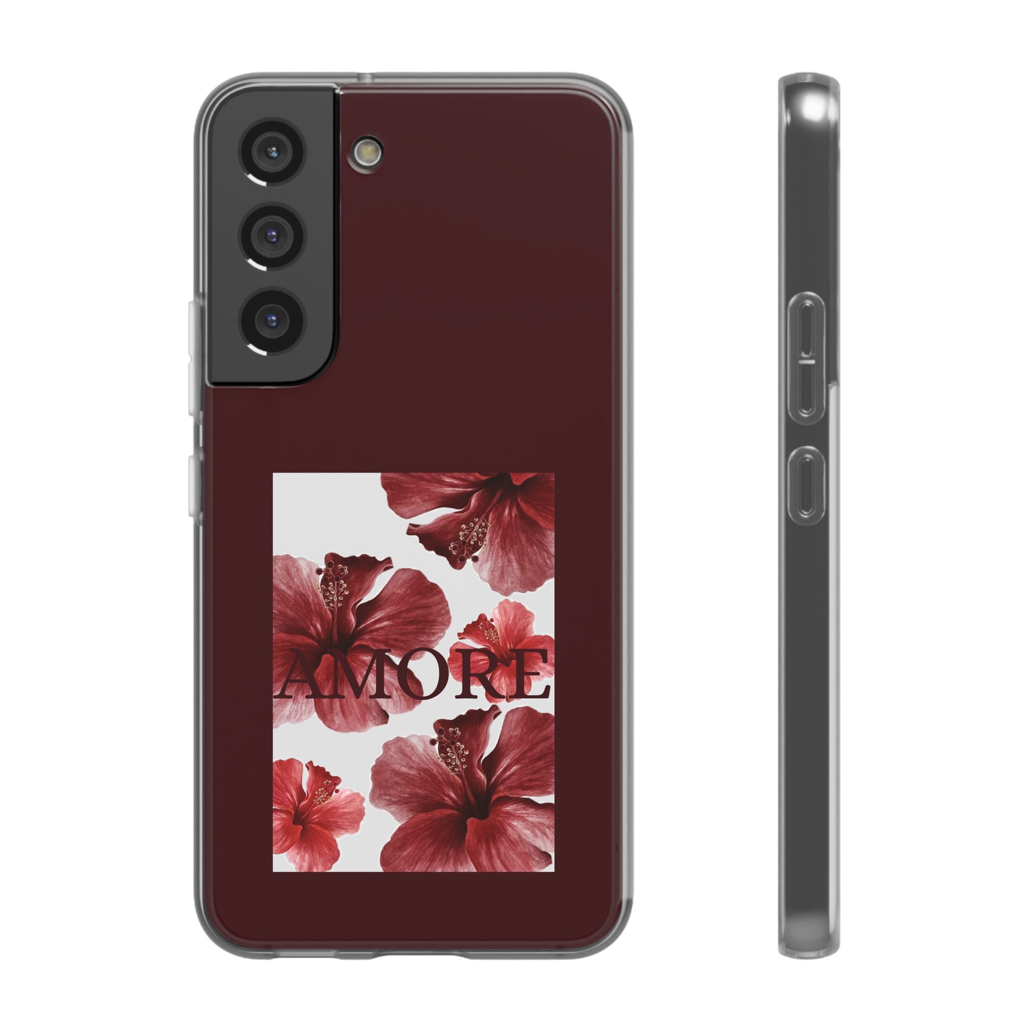 Floral Amore Phone Case — Burgundy Hibiscus Flexible Protection