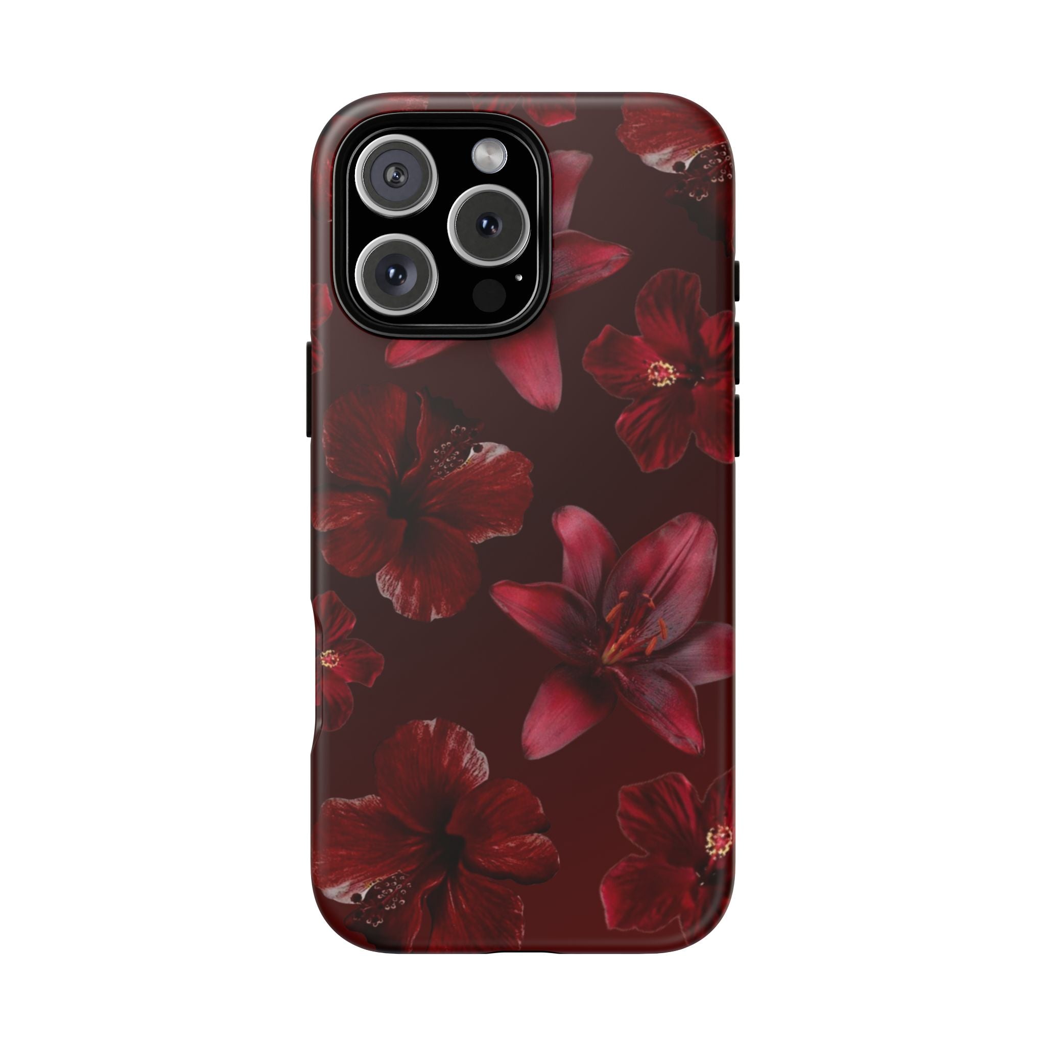 Tough Cases - Dark Red Floral Phone Case